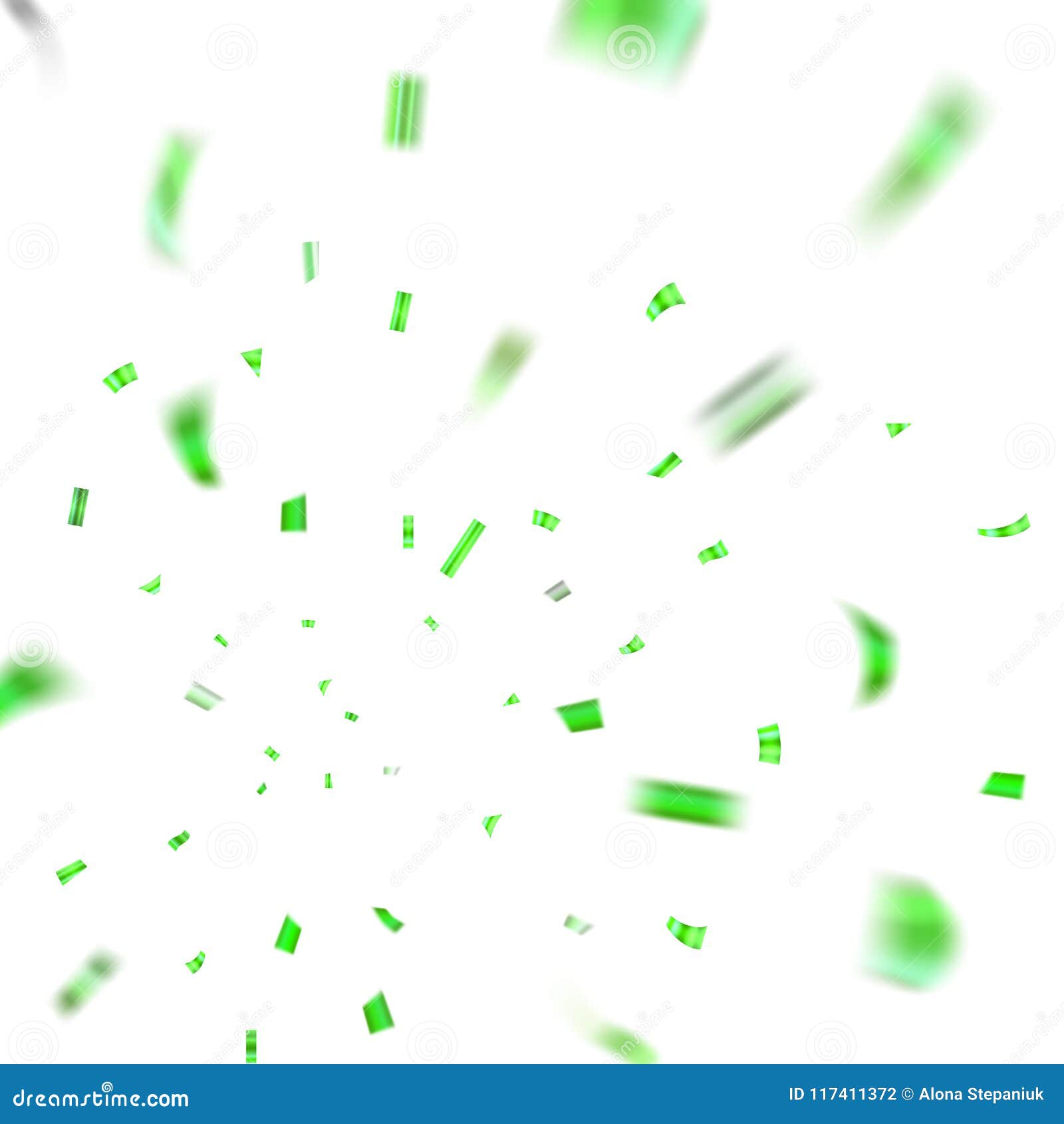 Vector Illustration Green Confetti Party Streamers Stock Vector