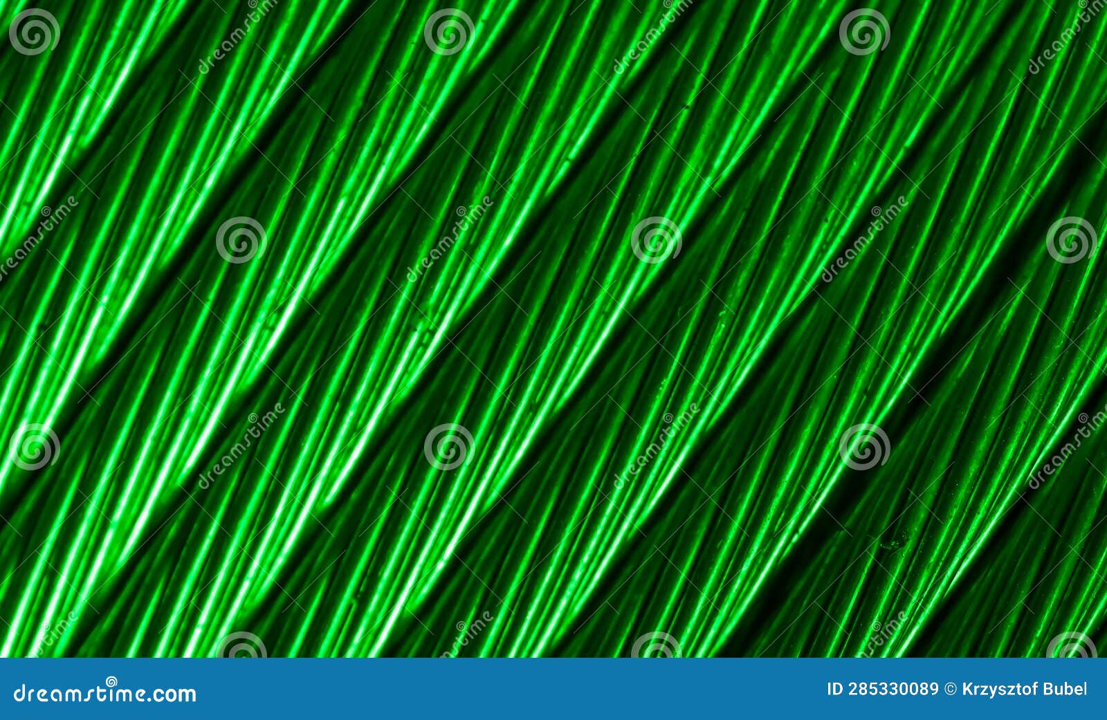 Green Copper Wires with Visible Details. Background or Texture Stock