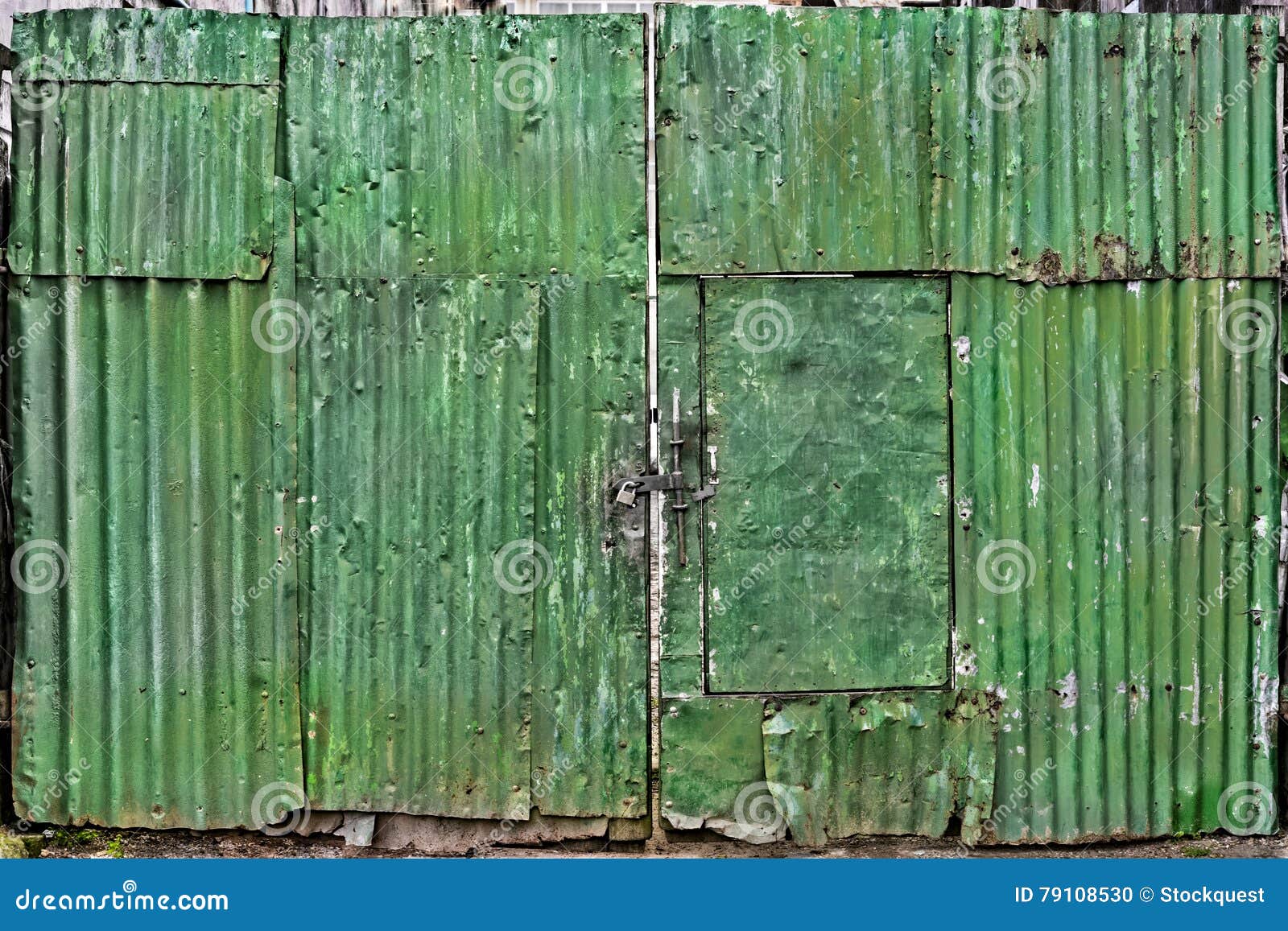 Green Corrugated Sheet Metal Gate Stock Photo Image of architecture