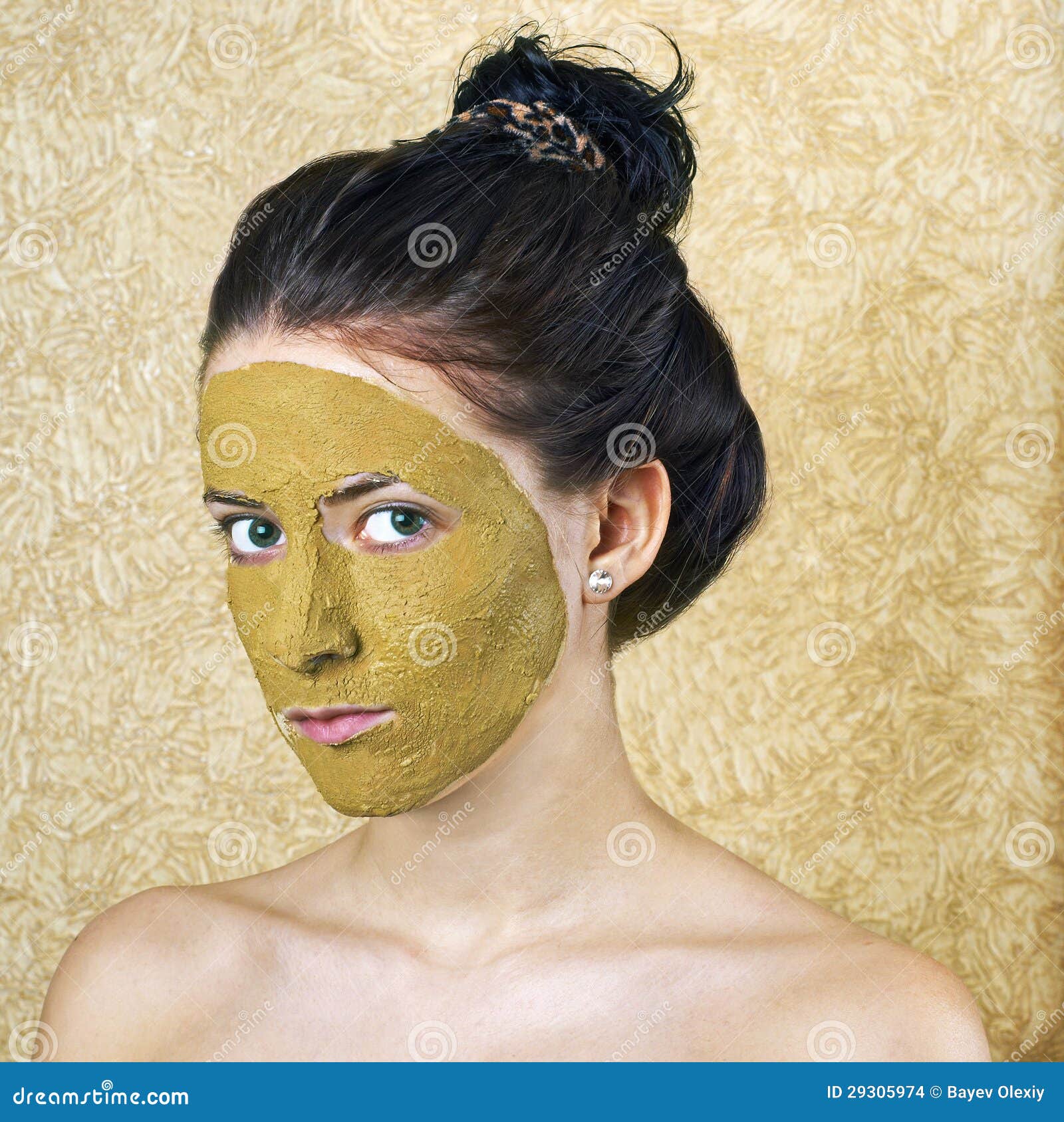 Green Cosmetic Mask on Girl Face Stock Photo Image of cosmetic