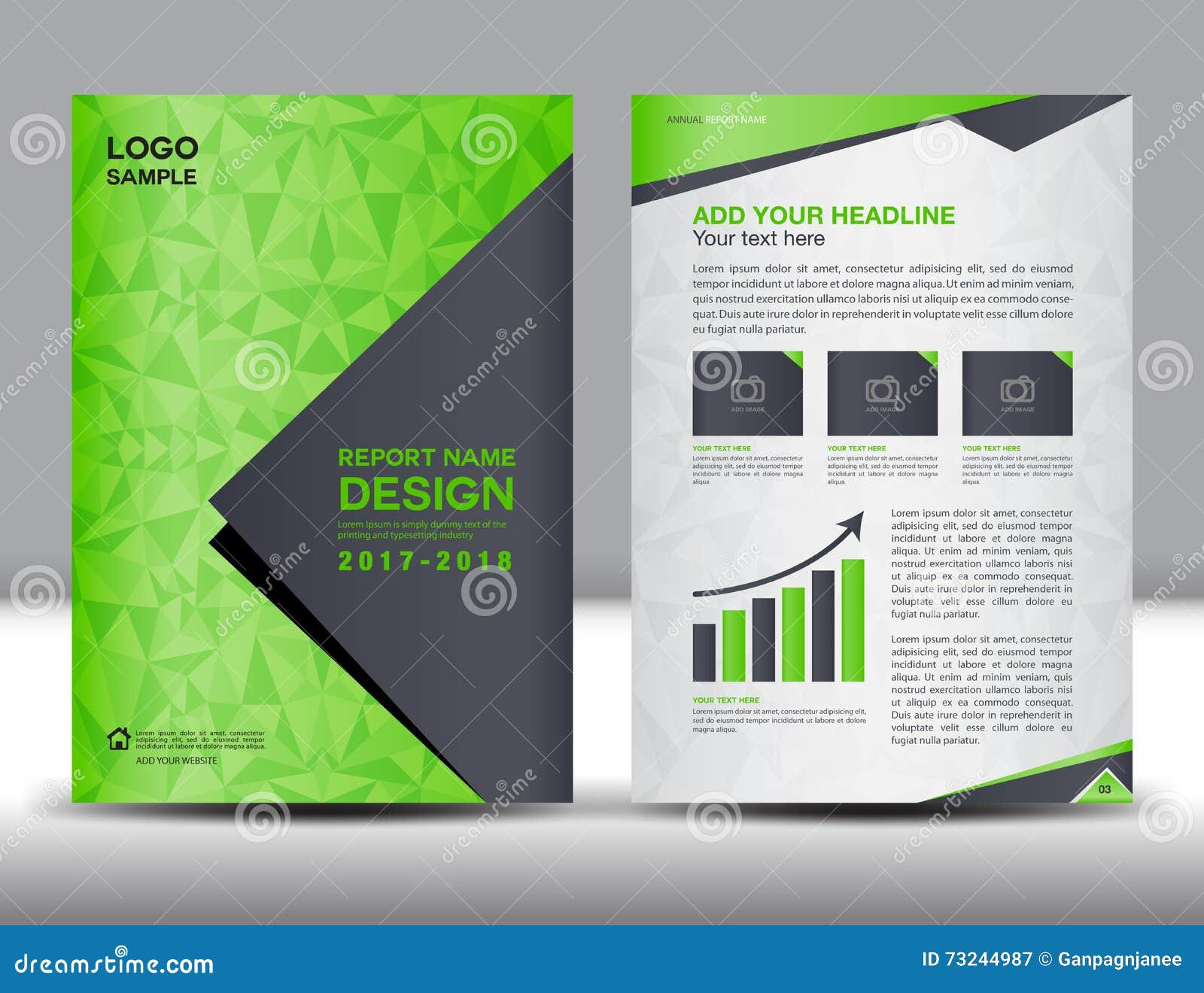 Green Cover Annual Report Brochure Flyer Template Stock Vector