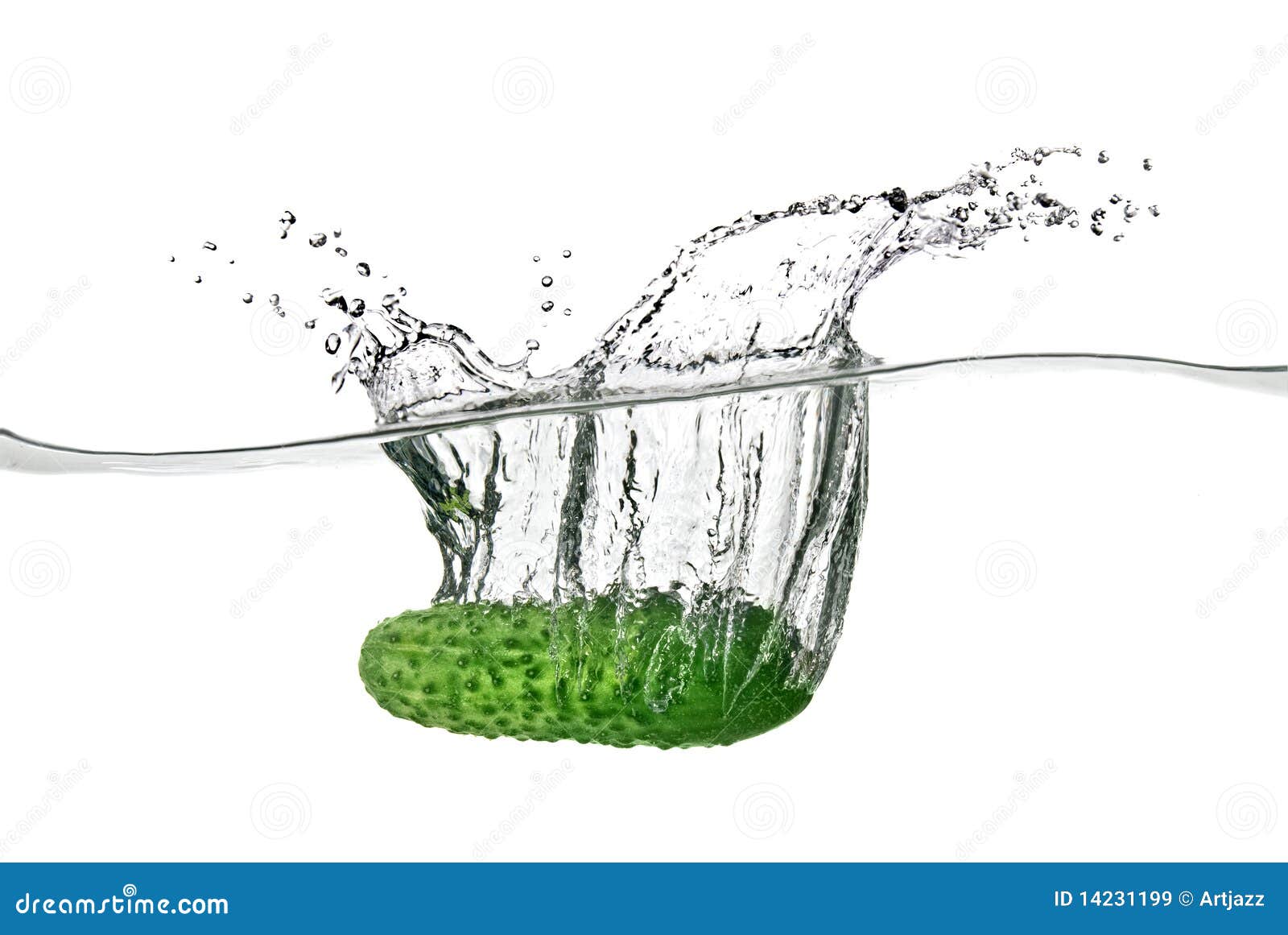 green cucumber dropped into water