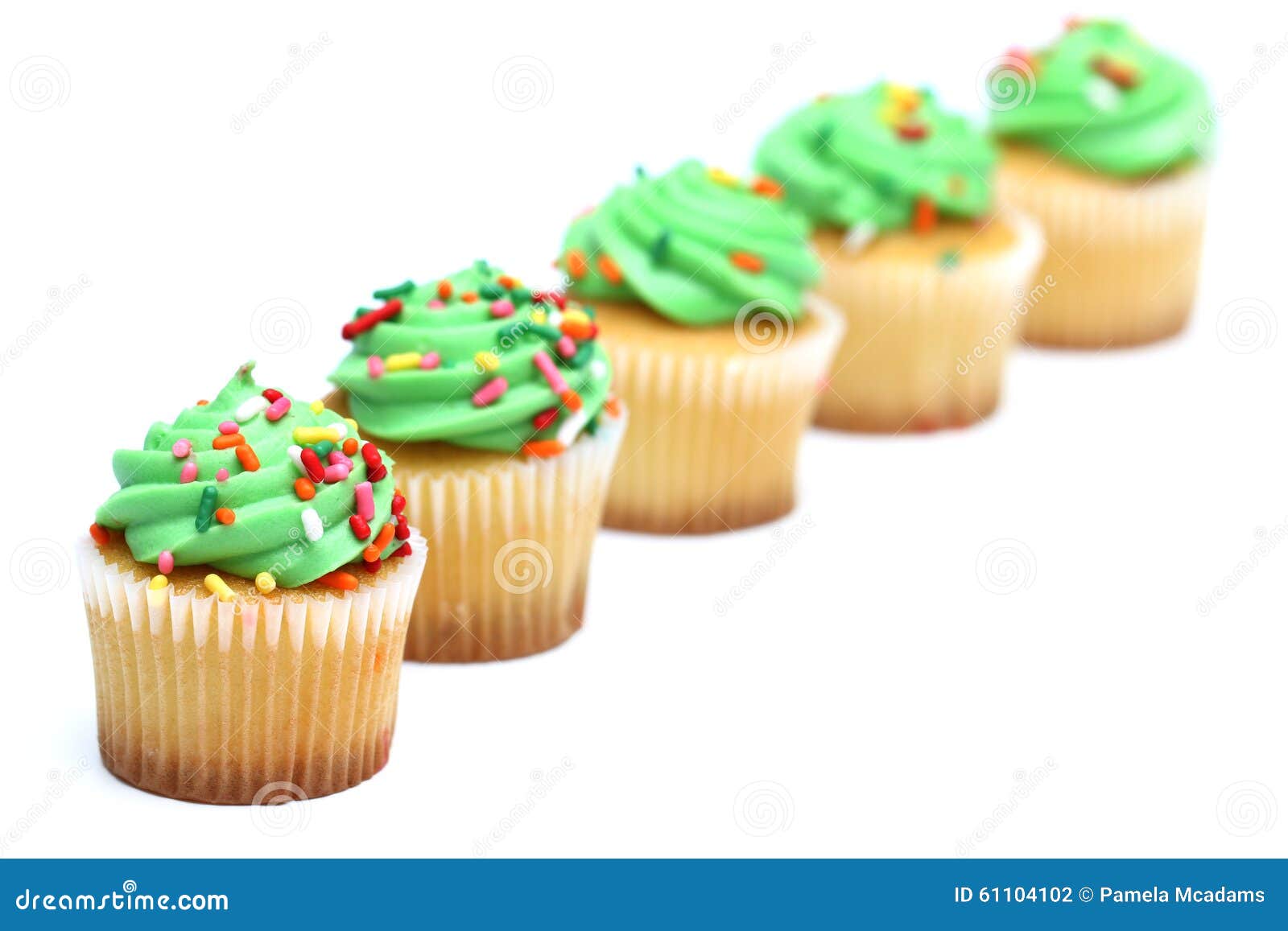 Green Cupcakes stock photo. Image of snack, green, five 61104102