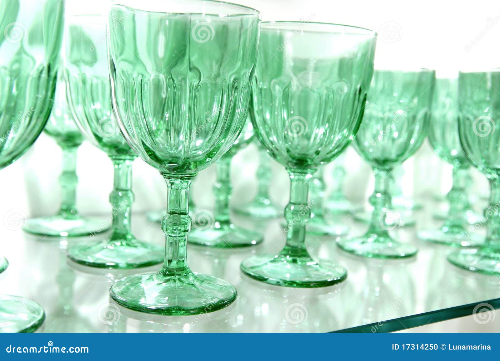 Green Cups Rows Glass Crystal Kitchenware Stock Photo Image of cold