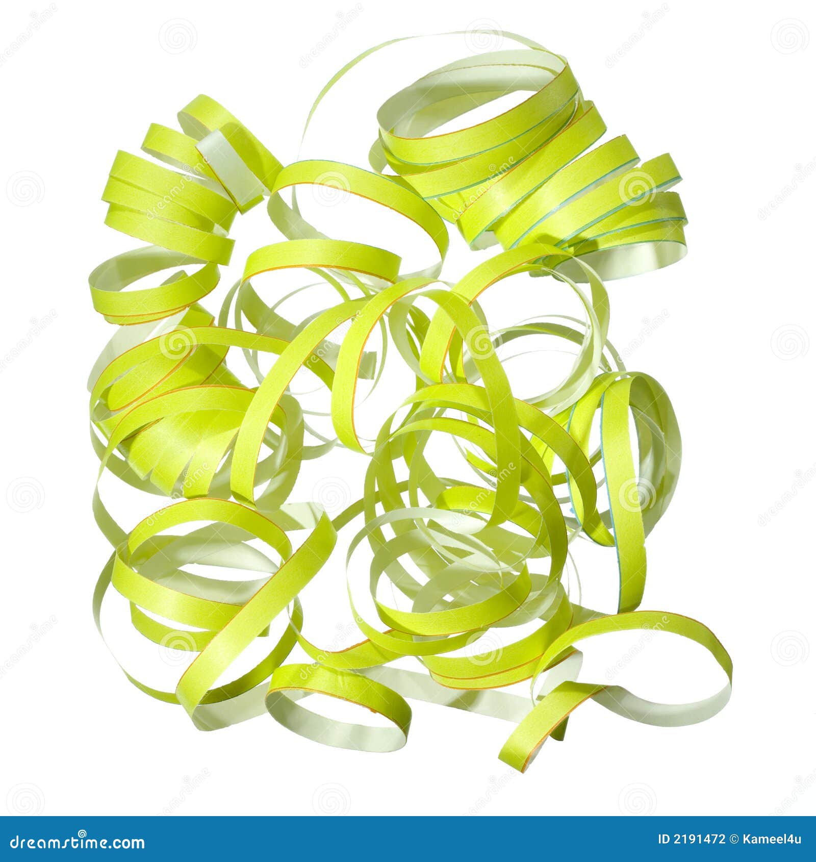Green curly party streamer stock photo. Image of detail 2191472