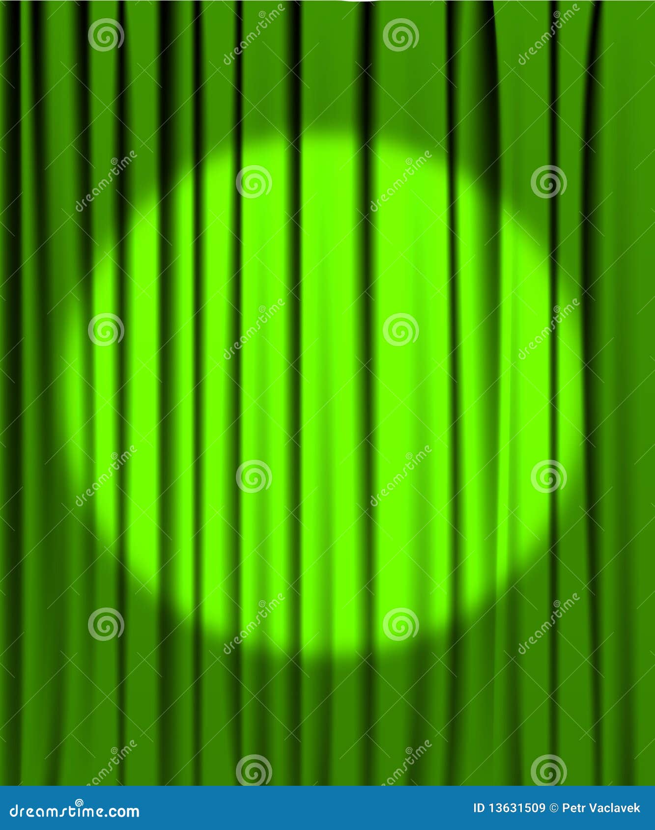 Green Curtain with a Spotlight Stock Vector Illustration of film