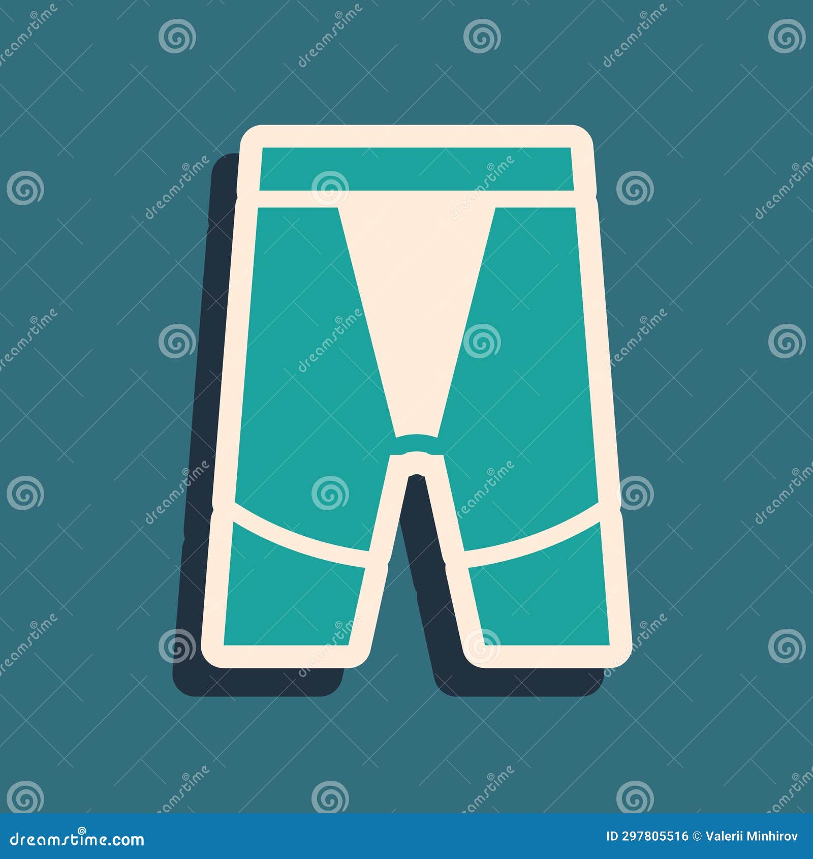 Green Cycling Shorts Icon Isolated on Green Background. Long Shadow