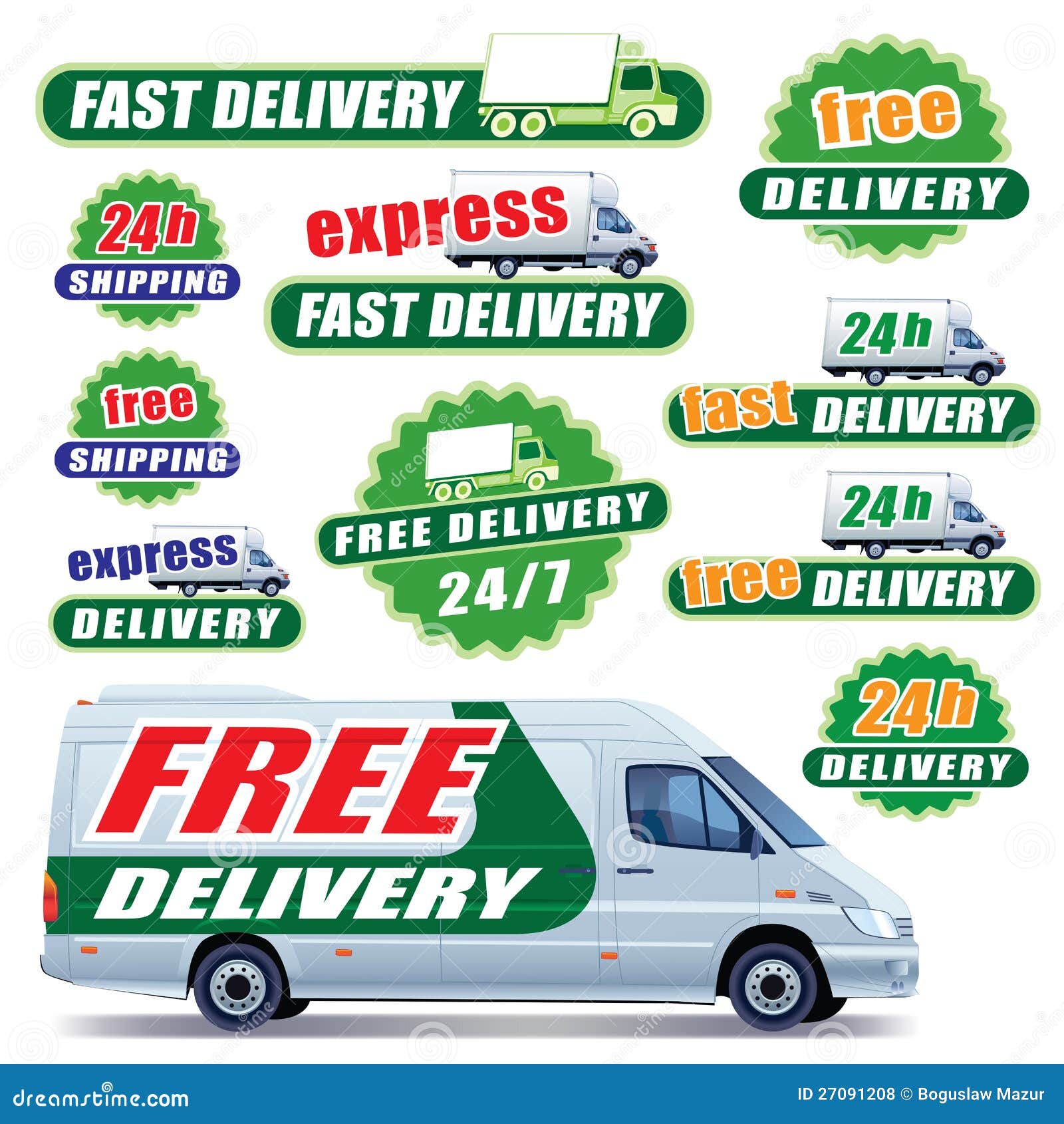 Green delivery stock vector. Illustration of sign, business 27091208