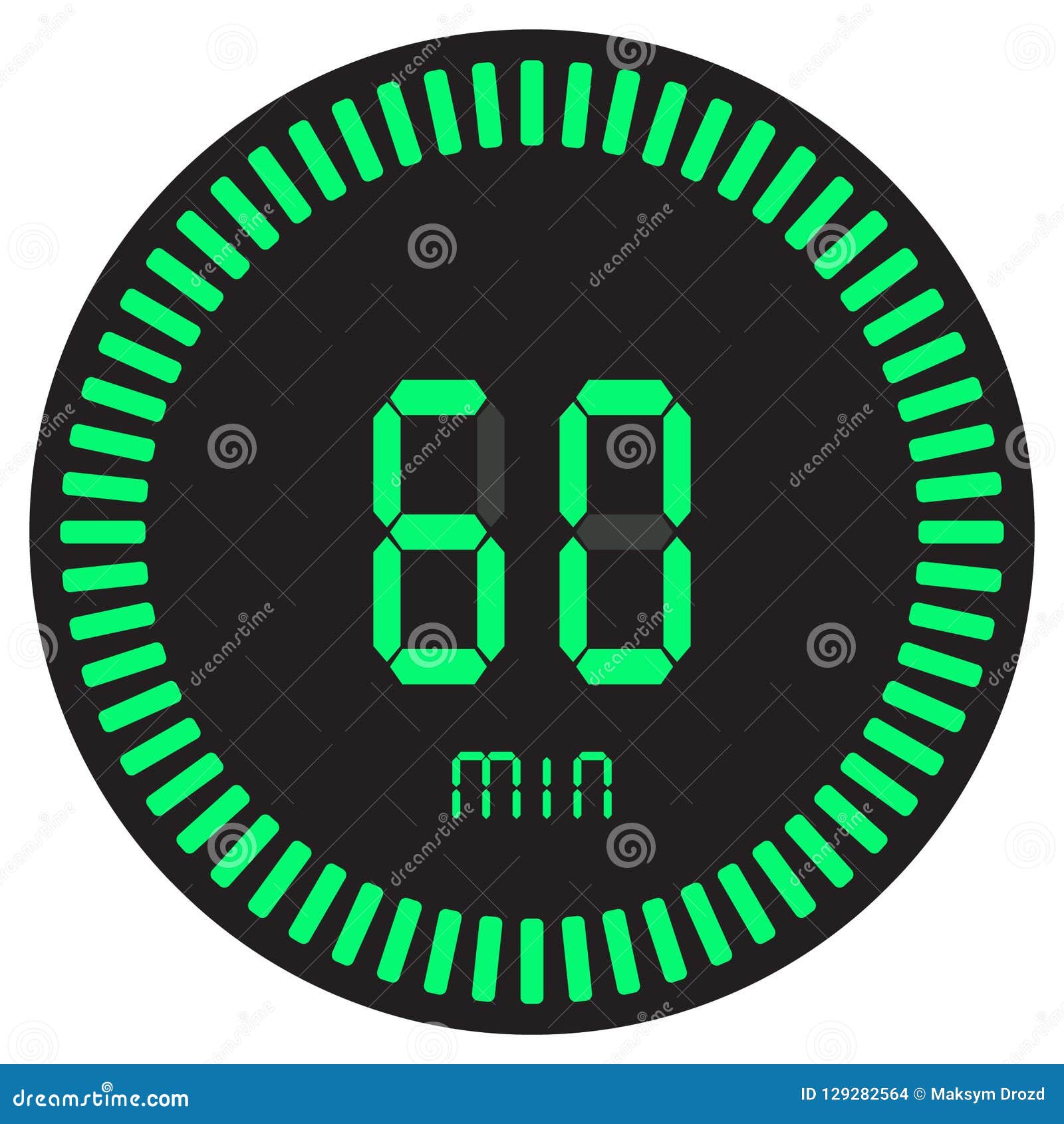 The Green Digital Timer 60 Minutes, 1 Hour. Electronic Stopwatch with a