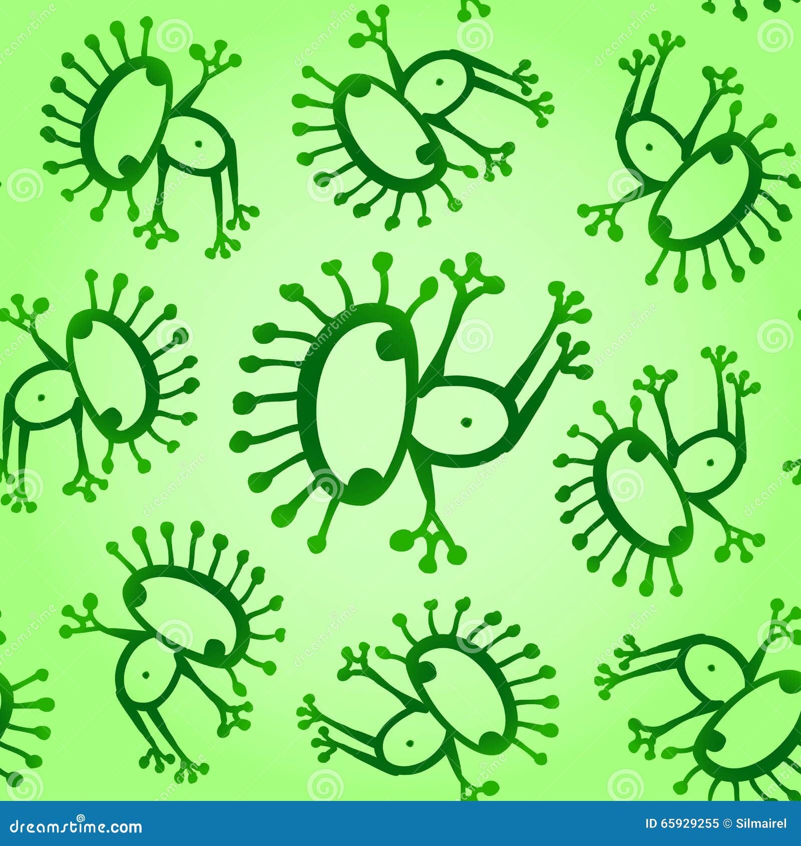 Green Doodle Alien Frog Seamless Baby Vector Pattern Background Texture ...