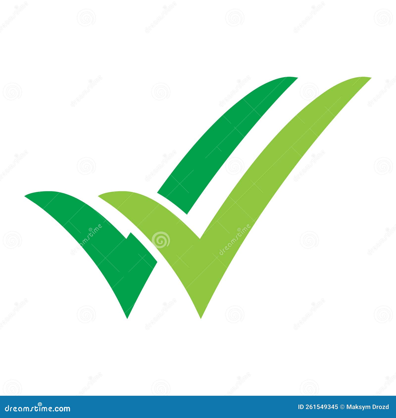 Green Double Checking Icon, Double Tick, Check Mark. Flat Done