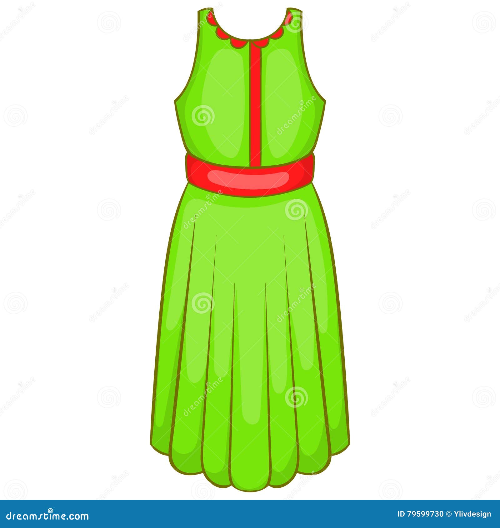 Green Dress Icon, Cartoon Style Stock Vector - Illustration of elegant ...
