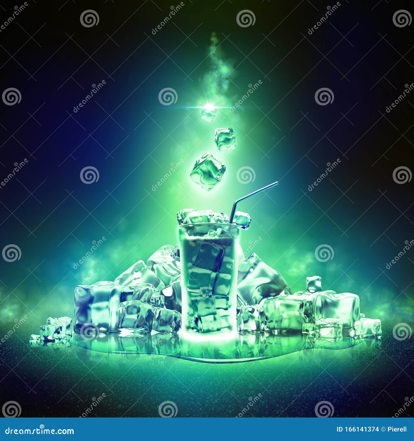 Green Drink In A Glass On A High Leg. Vector Illustration On A White