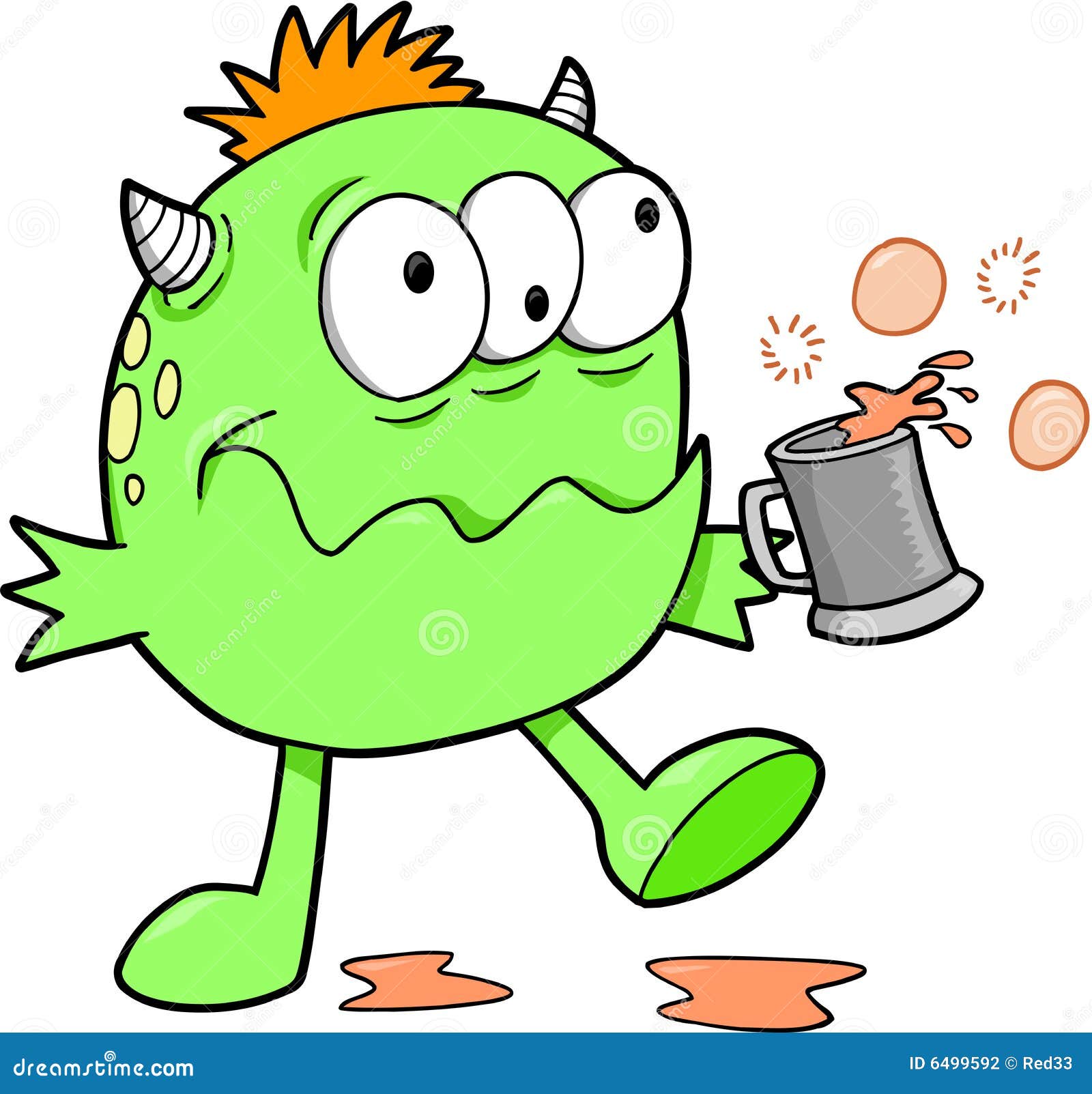 Green Drunk Monster stock vector. Illustration of vector 6499592