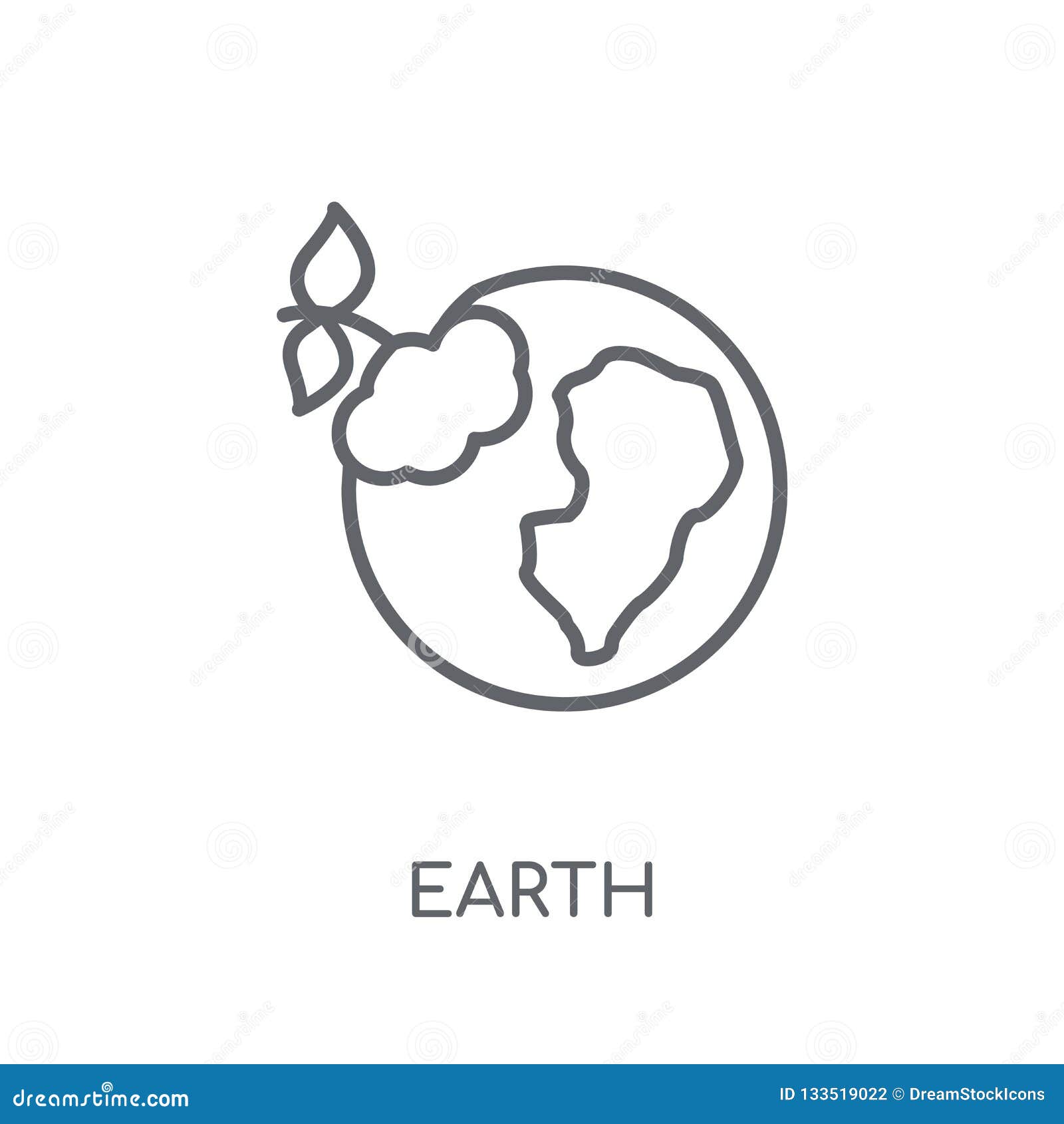 green earth linear icon. modern outline green earth logo concept