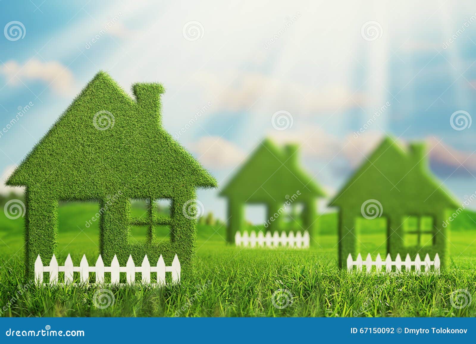 Green Eco village stock photo. Image of grass, house 67150092
