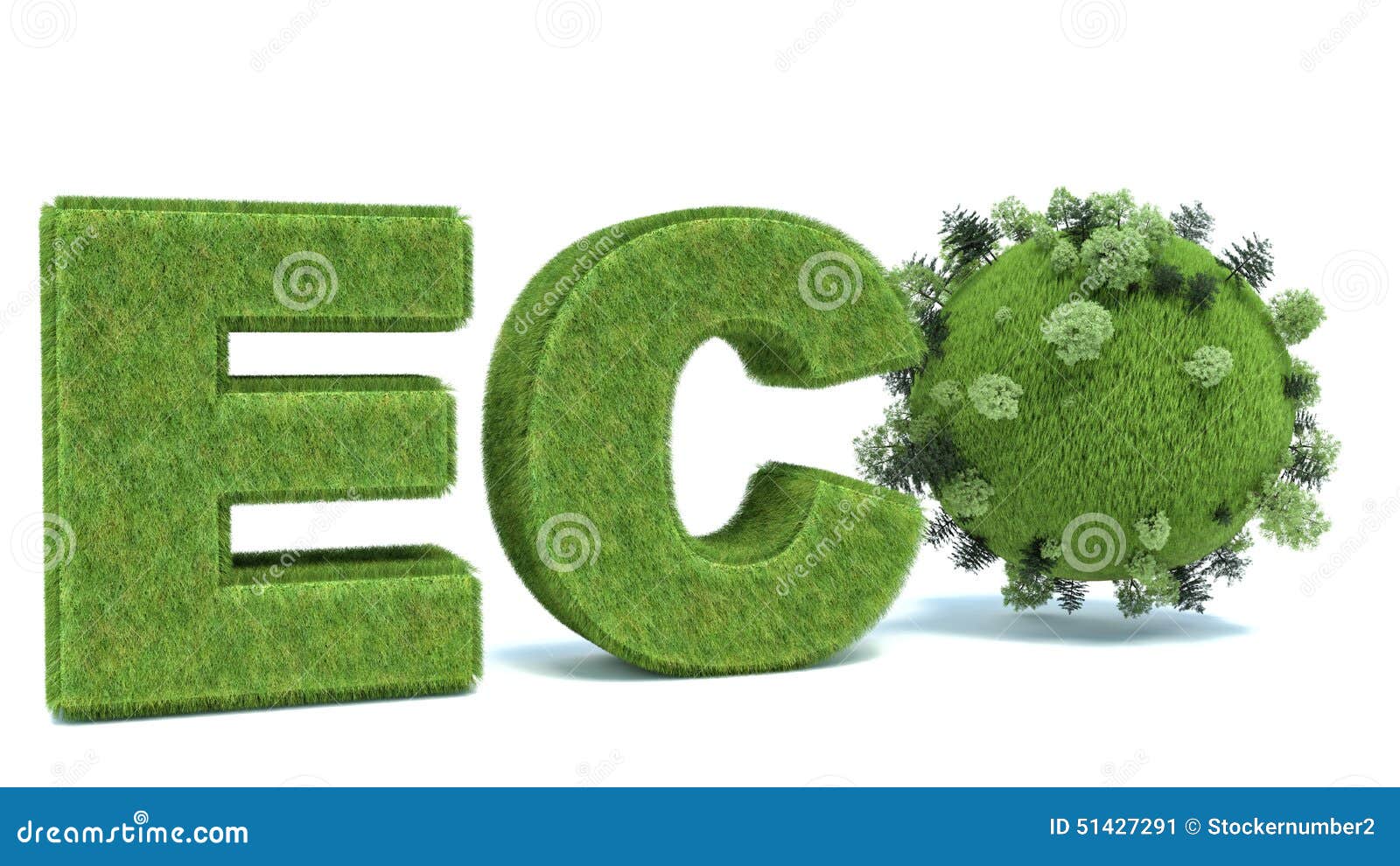 Green Eco Word with Earth and Trees Stock Illustration Illustration