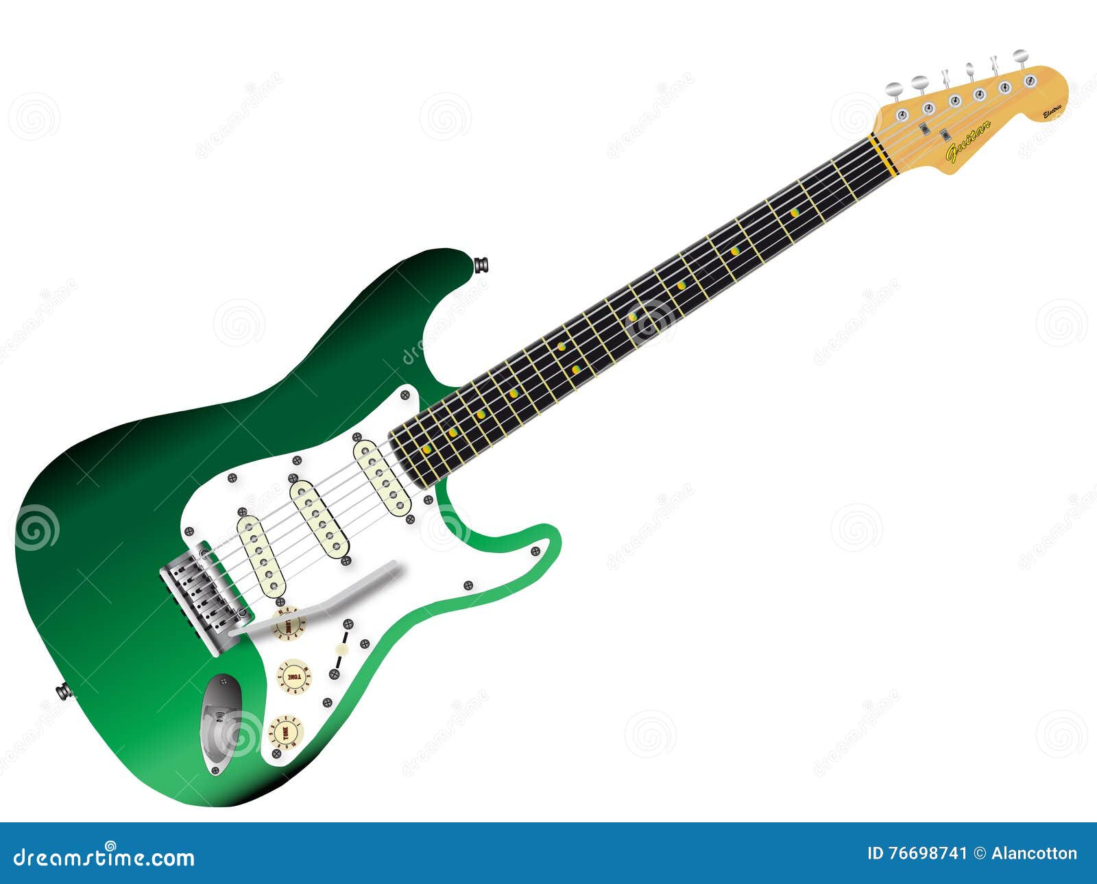 Green Electric Guitar stock vector. Illustration of musical 76698741