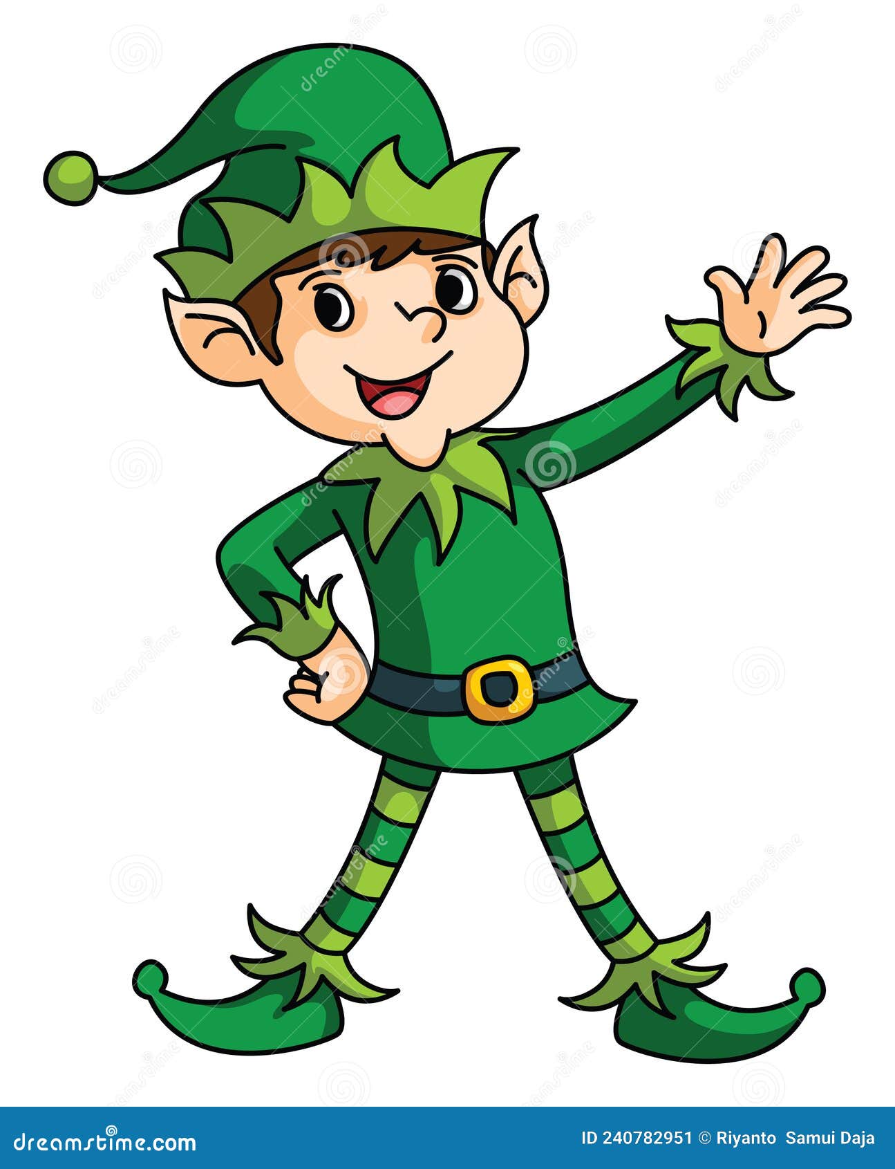 Green Elf Say Hello Color Illustration Design Stock Vector ...