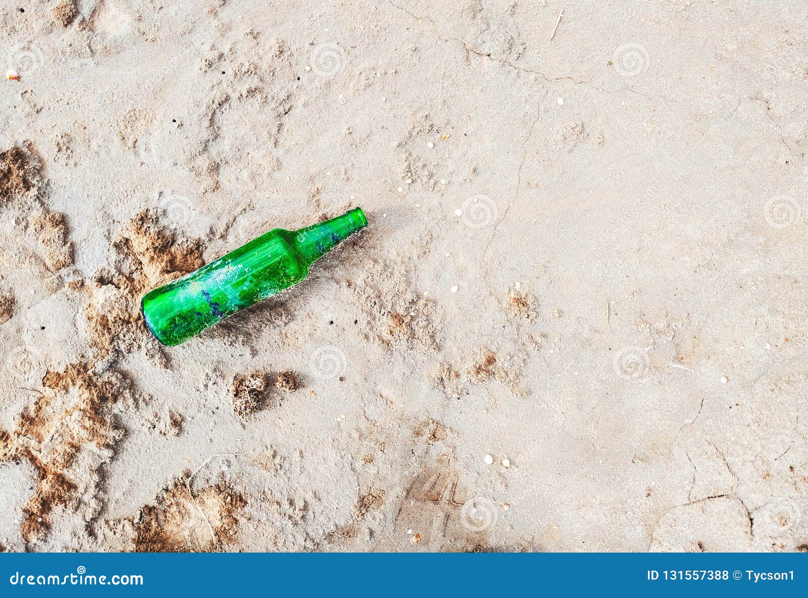 Green Empty Glass Bottle in the Sands Stock Photo Image of recycle