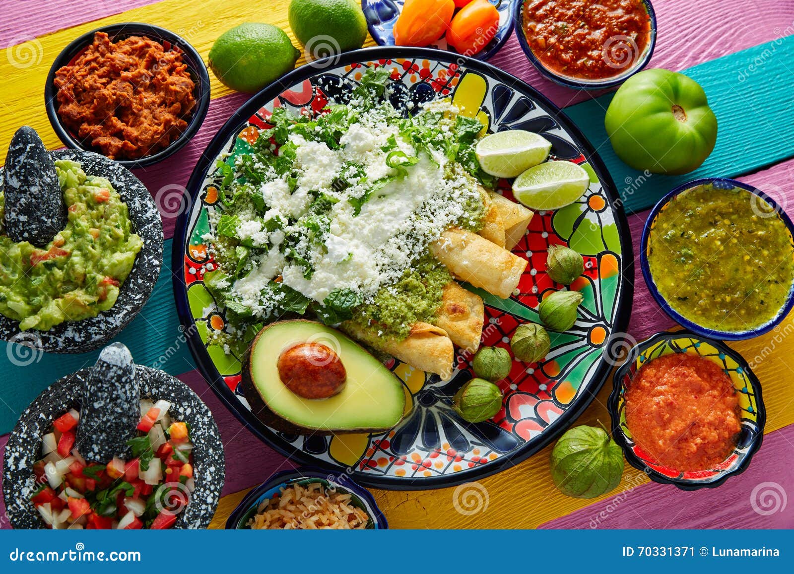 green enchiladas mexican food with guacamole