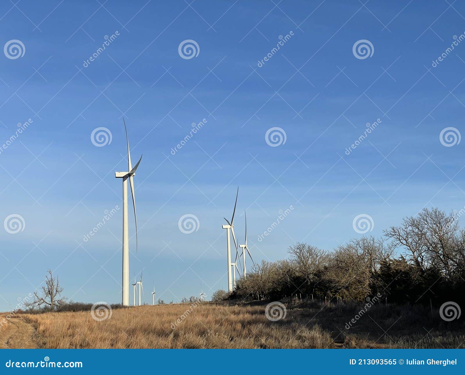Wind turbines Oklahoma stock image. Image of green 213093565