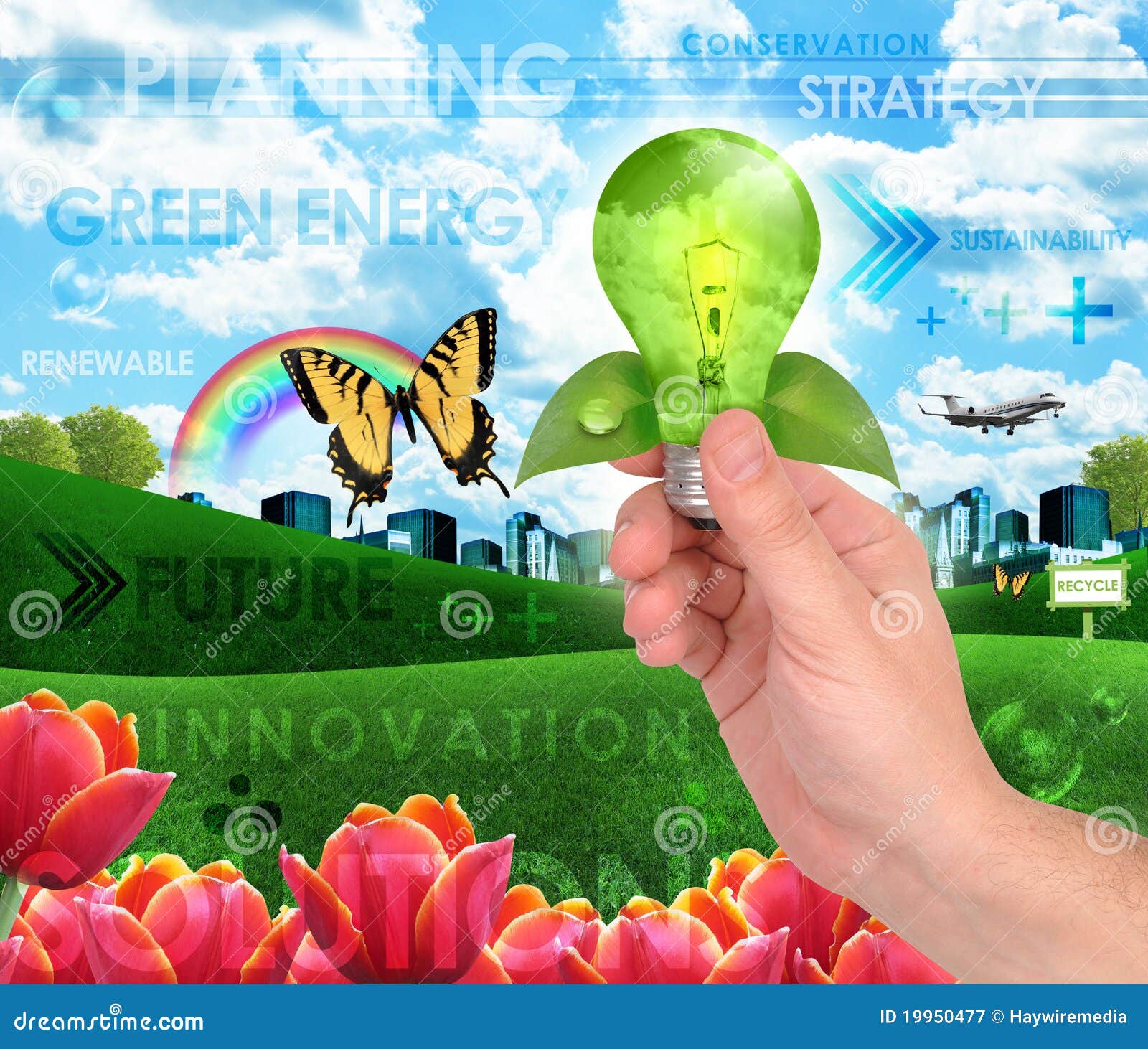 Green Energy Light Bulb Background Stock Illustration Illustration of