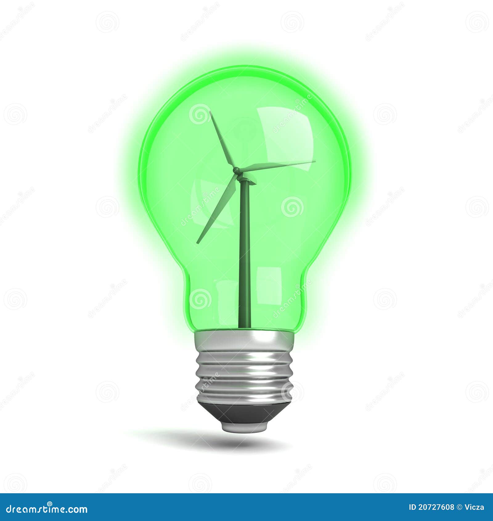  light bulb with a wind turbine in it. Concept for renewable energy