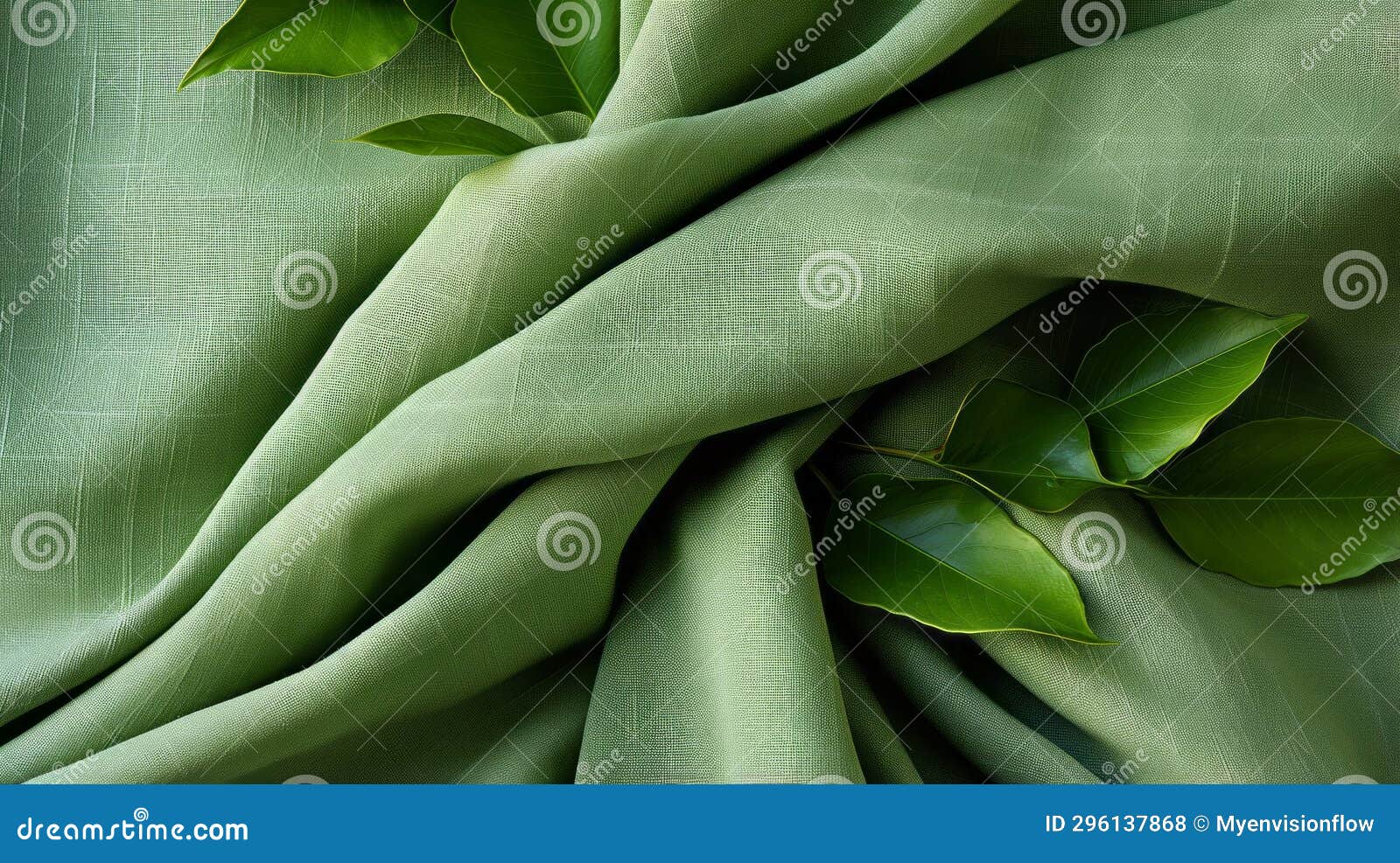 Green Fabric with Leaves on it Stock Illustration Illustration of
