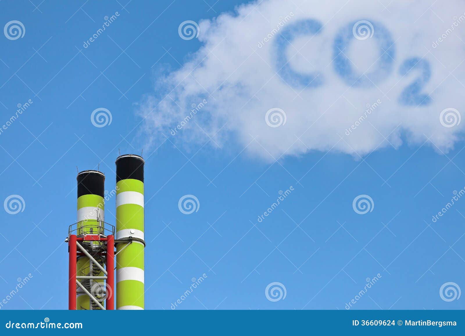 green factory pipes with co2 emission