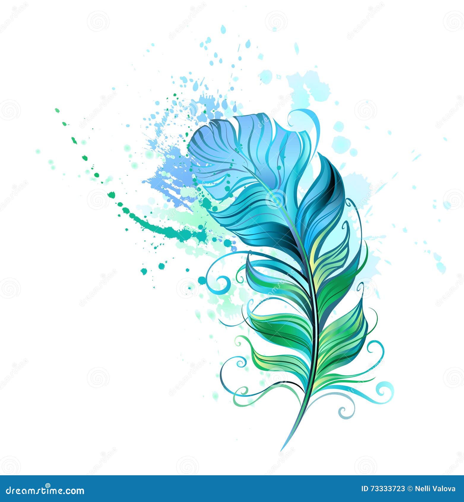 Fashion background with blue feathers Royalty Free Vector