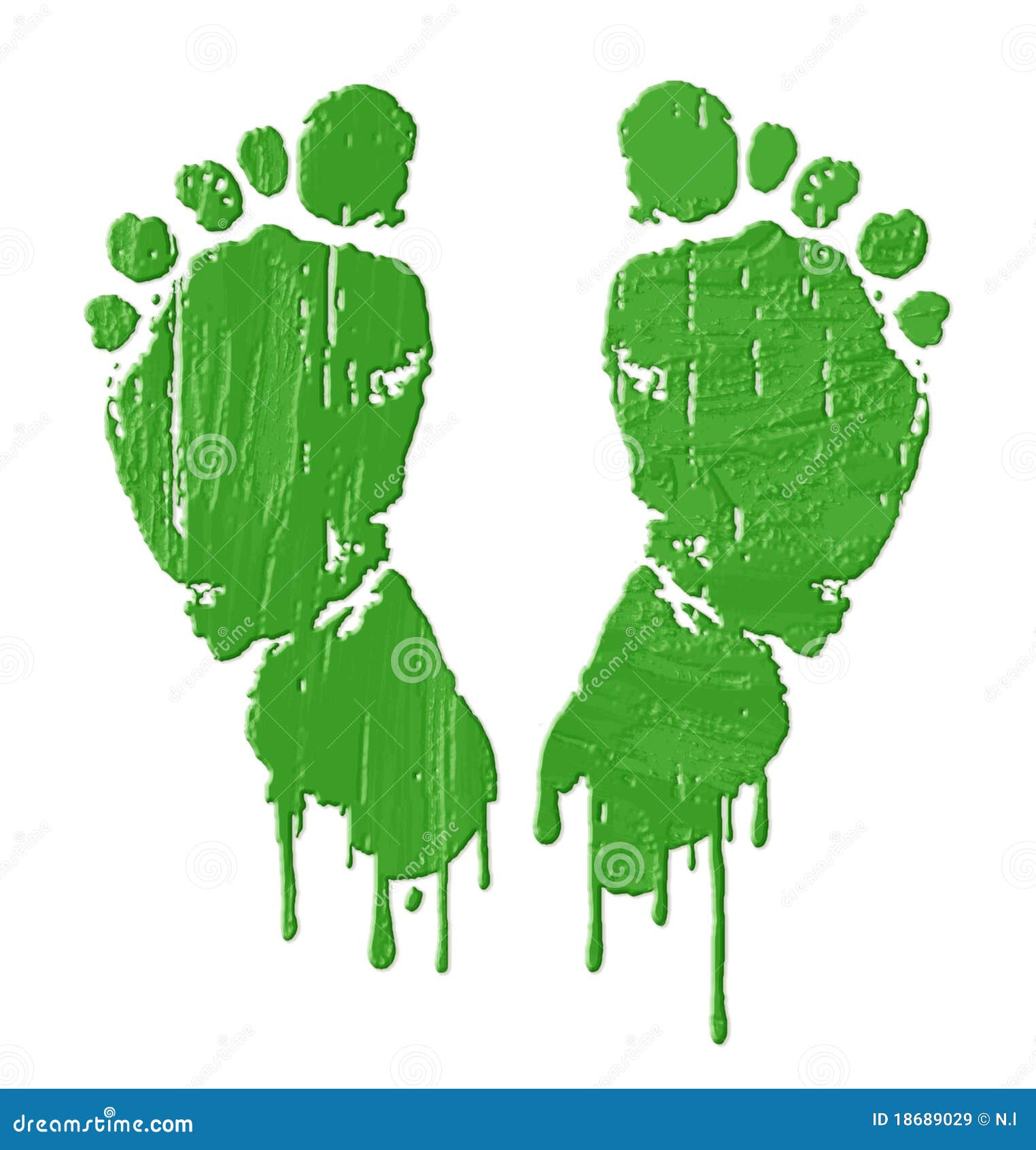 Green feet prints stock illustration. Image of drips 18689029