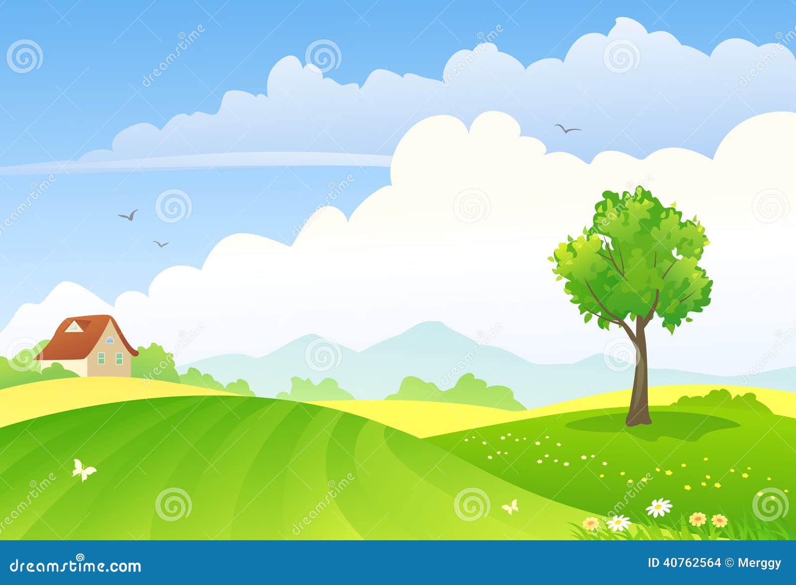 Green fields stock vector. Illustration of cartoon, green 40762564