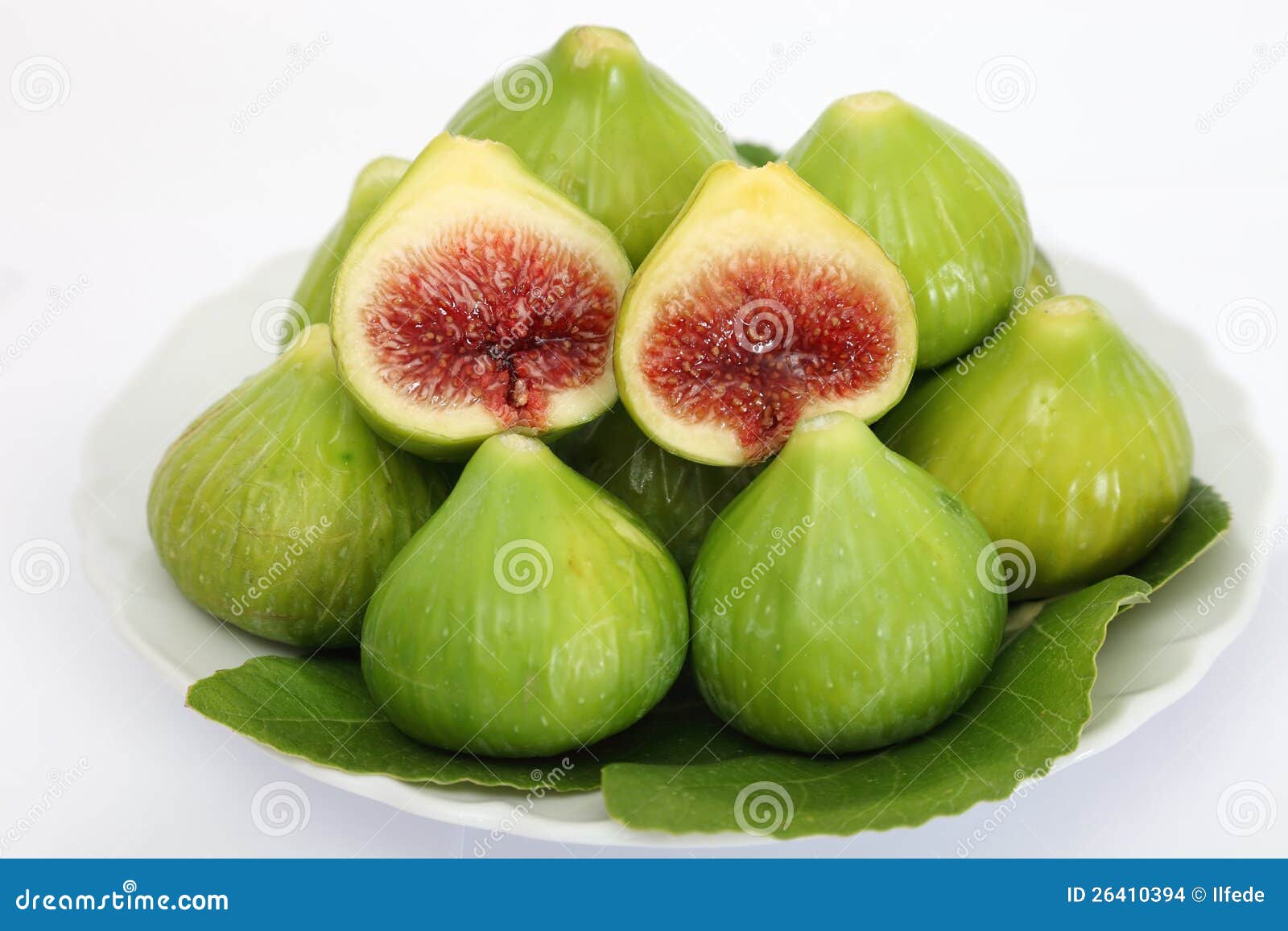 Green figs on white stock photo. Image of green, ripe 26410394