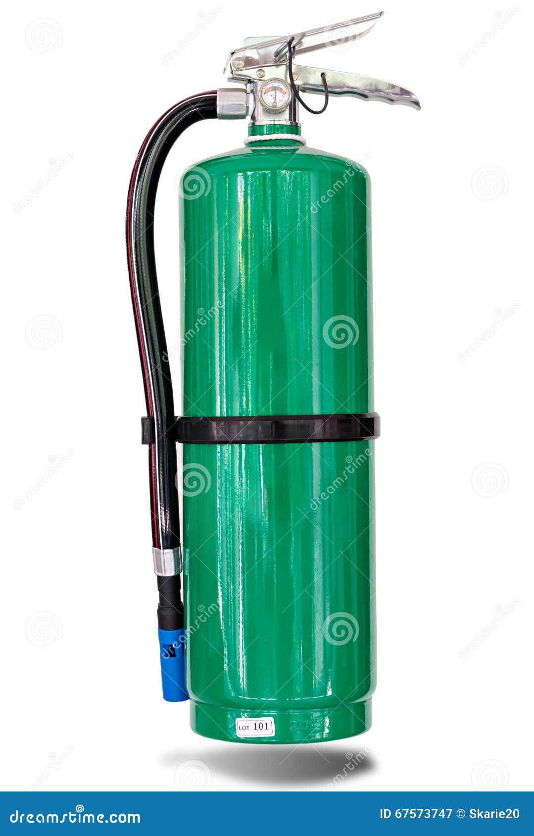 Green fire extinguisher stock image. Image of metal, hose 67573747