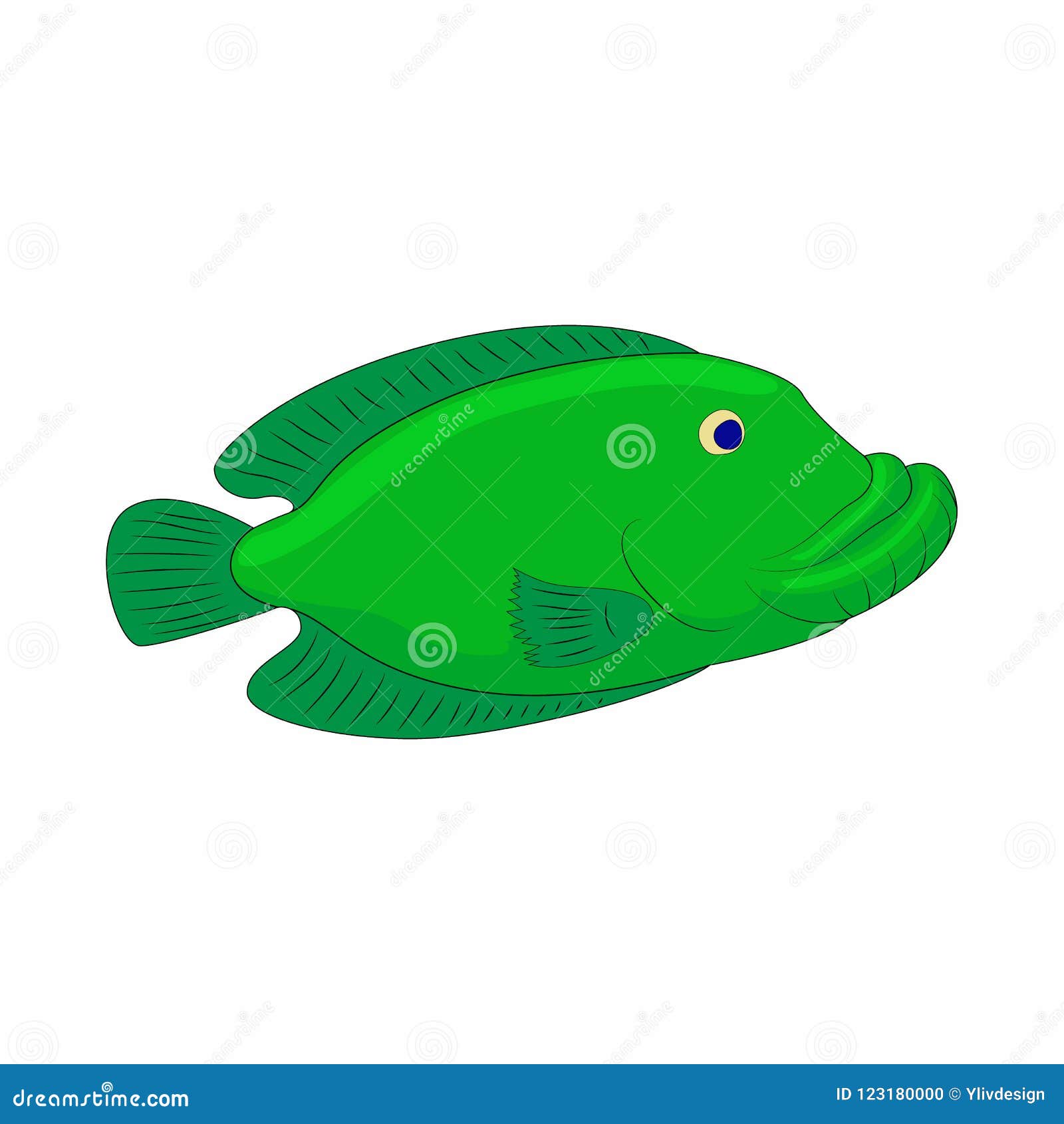 Green Fish Icon in Cartoon Style Stock Illustration - Illustration of fish,  seaside: 123180000