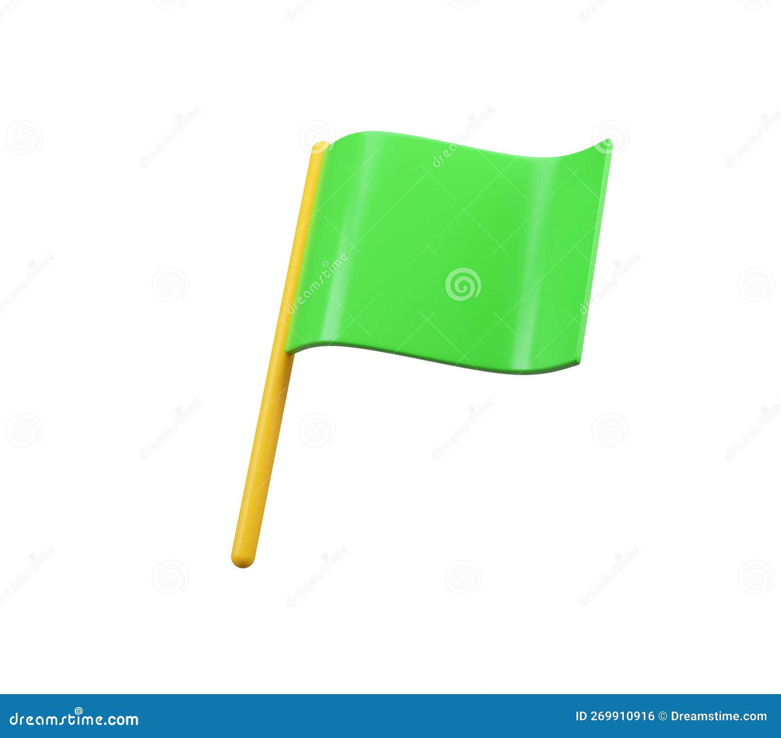 Green Flag Isolated on White. 3d Rendering. Stock Illustration