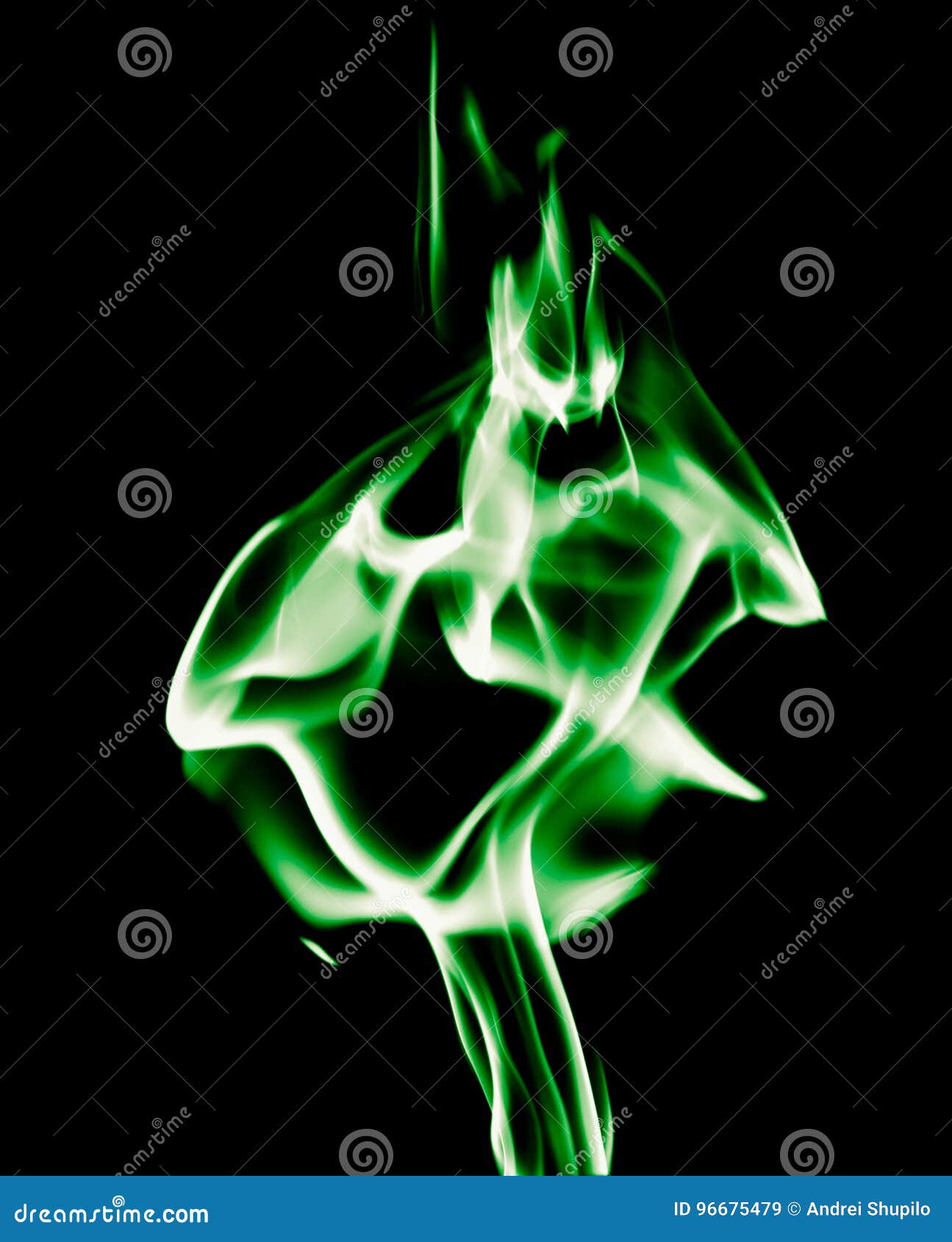 Green Flame of Fire on a Black Background Stock Image Image of flame