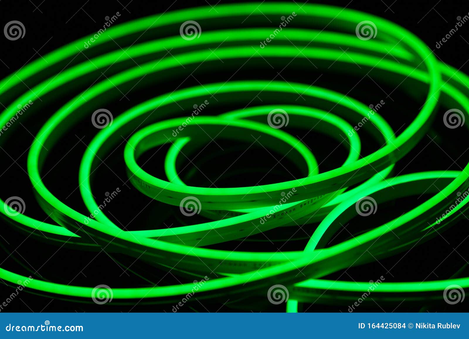 Green Flexible Led Tape Neon Flex on Black Background Stock Photo - Image  of energy, electrical: 164425084