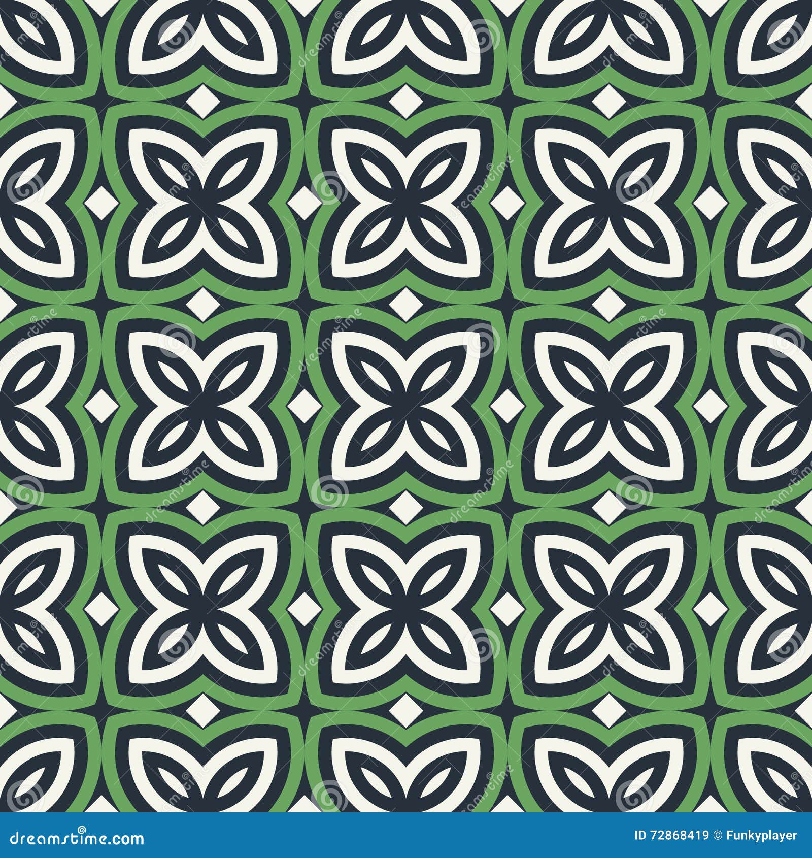 Green Floral Abstract Background. Seamless Pattern with Symmetric ...