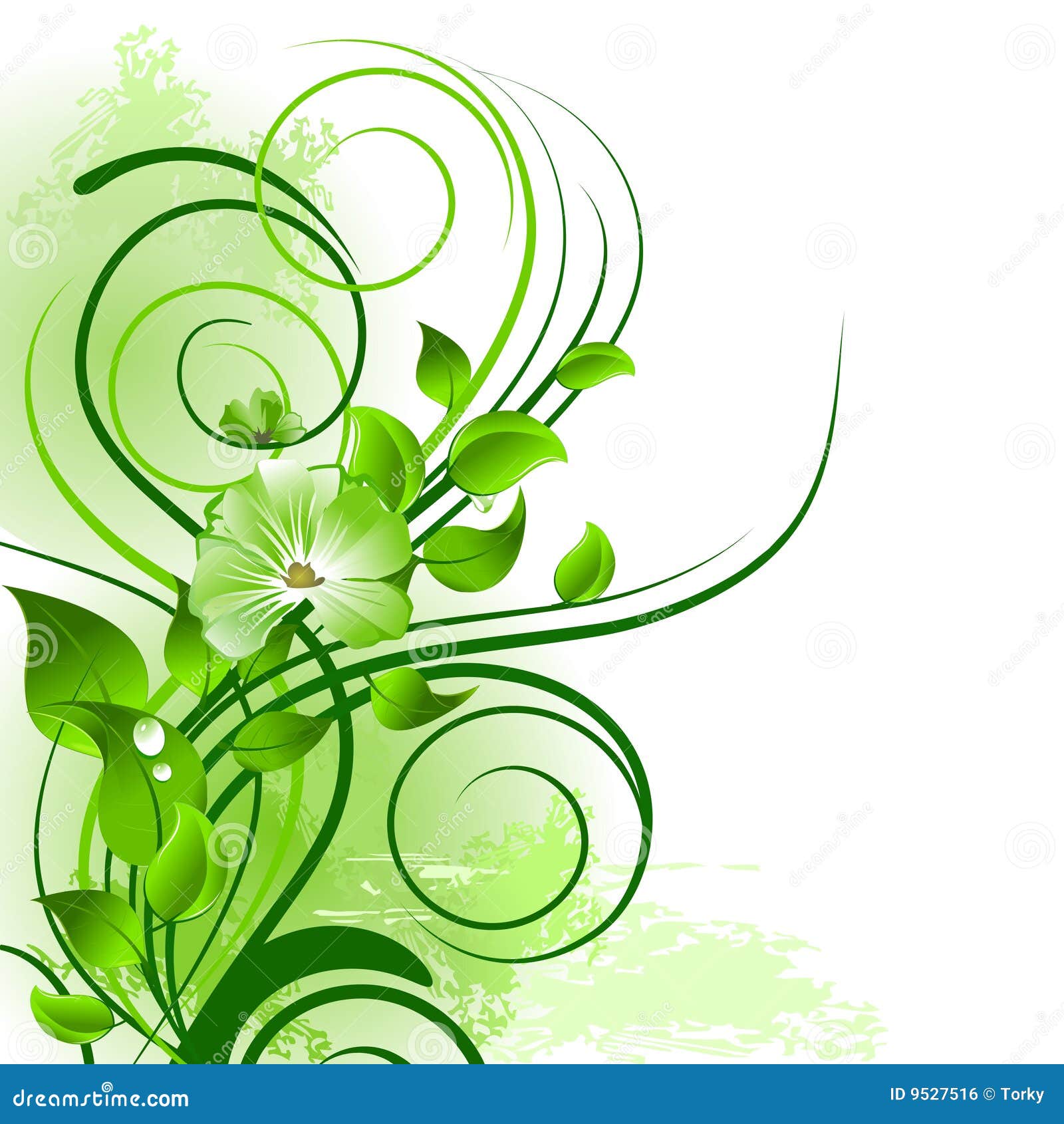 Green floral background stock vector. Illustration of health - 9527516