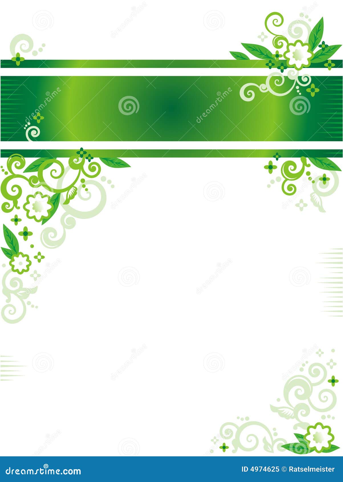 Green Floral Banner or Letterhead and Corner Stock Vector