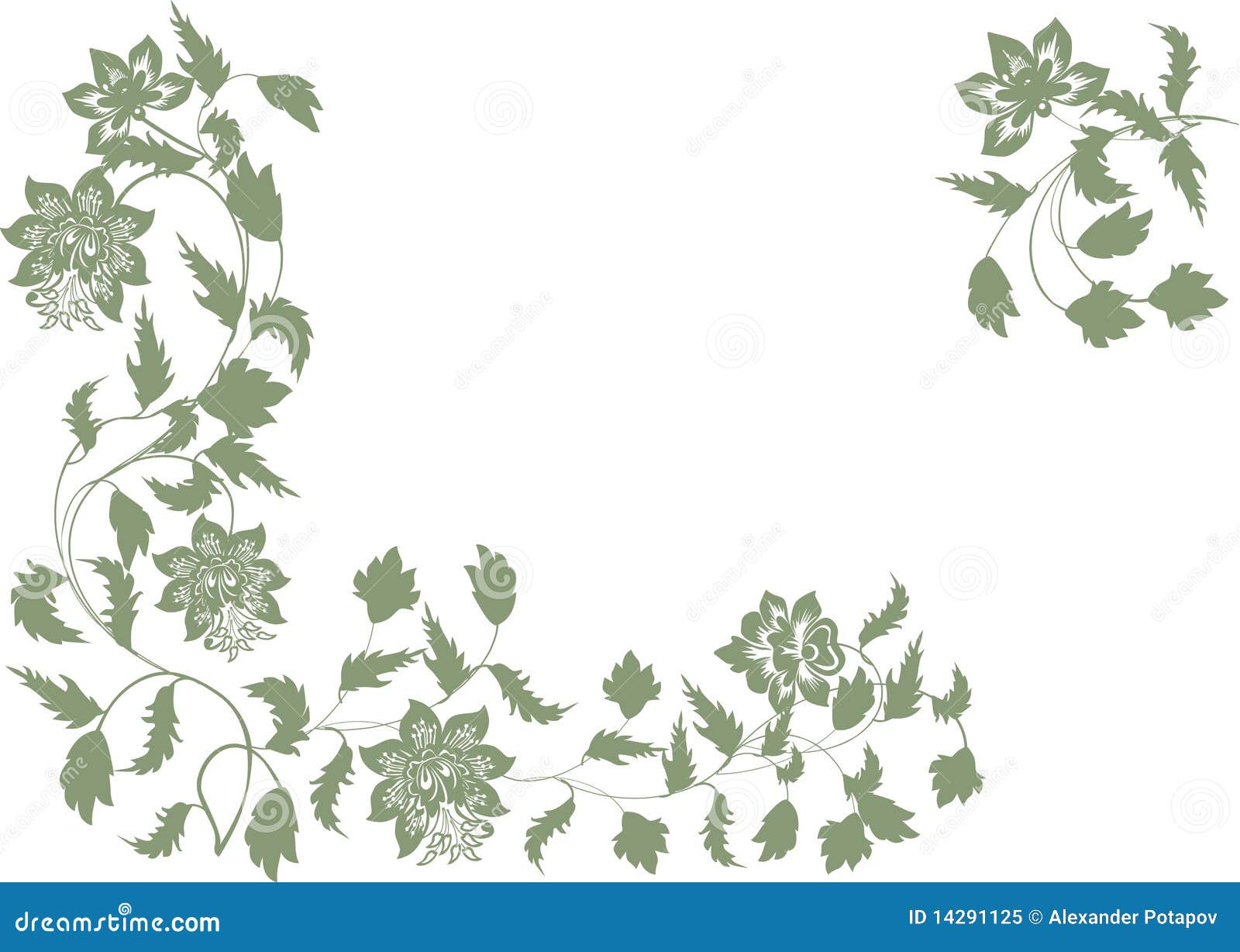 Green Floral Corner Decoration On White Royalty Free Stock Photo
