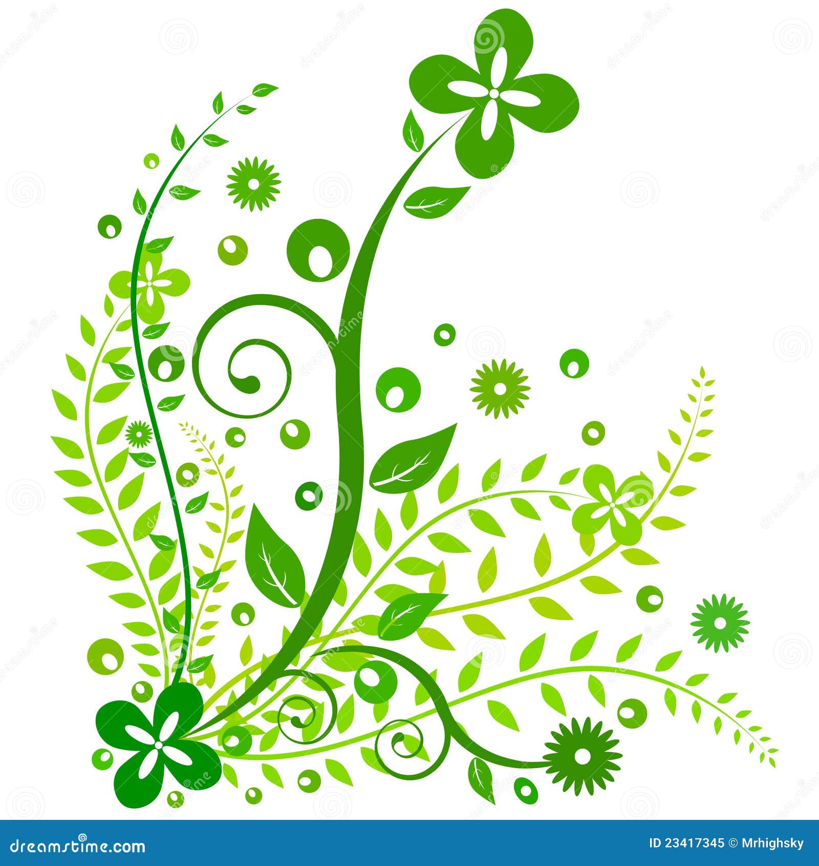 Green Floral design stock vector. Illustration of swirls 23417345