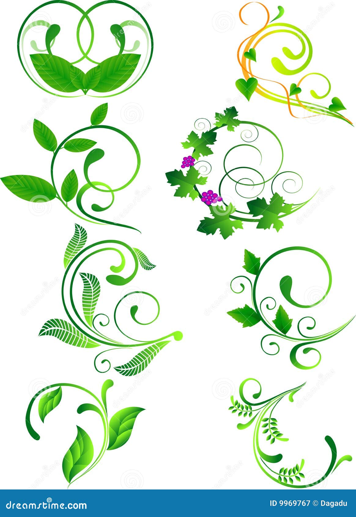 Green floral element stock vector. Illustration of graphic 9969767