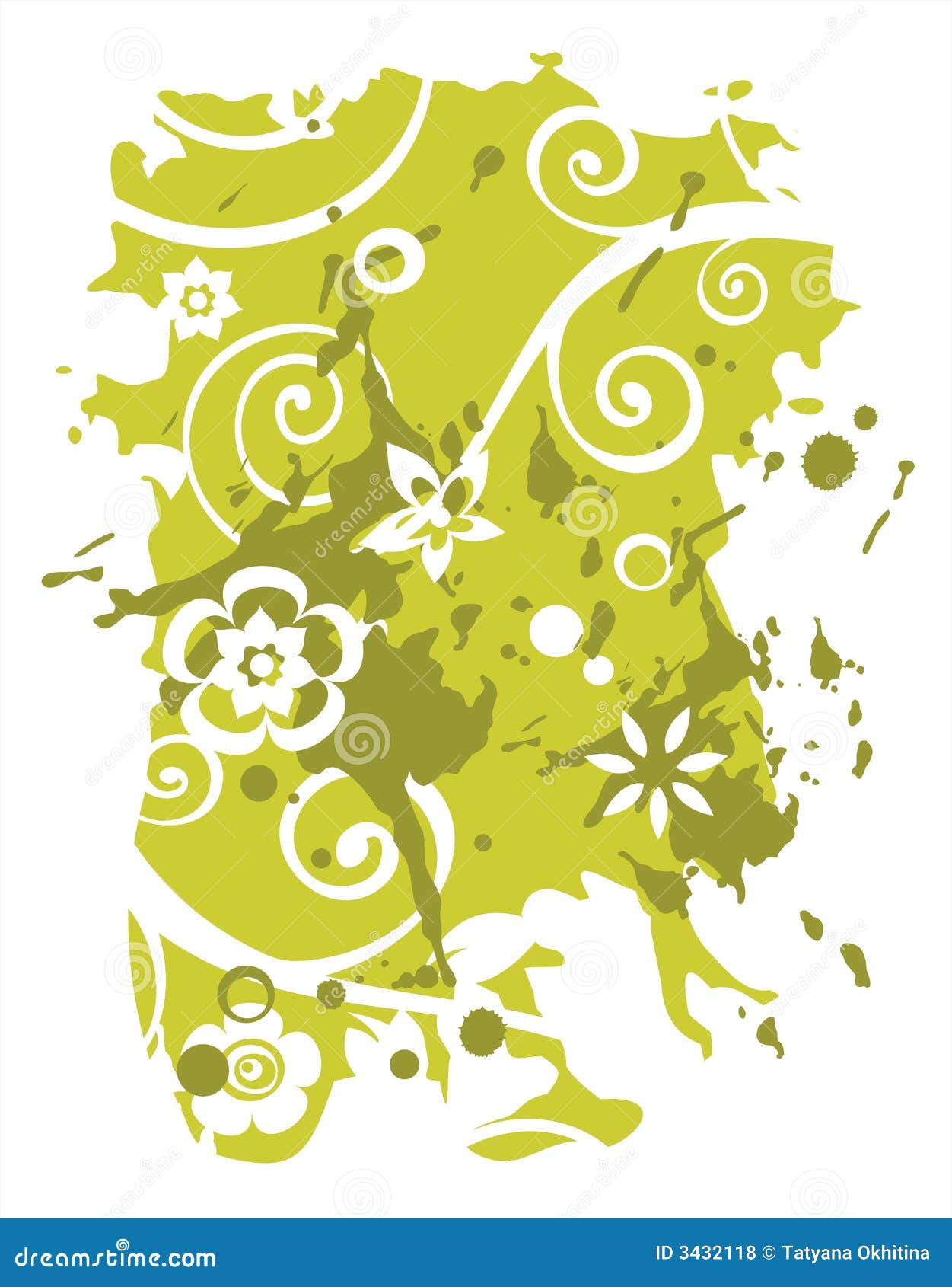 Green flower background stock vector. Illustration of curl - 3432118