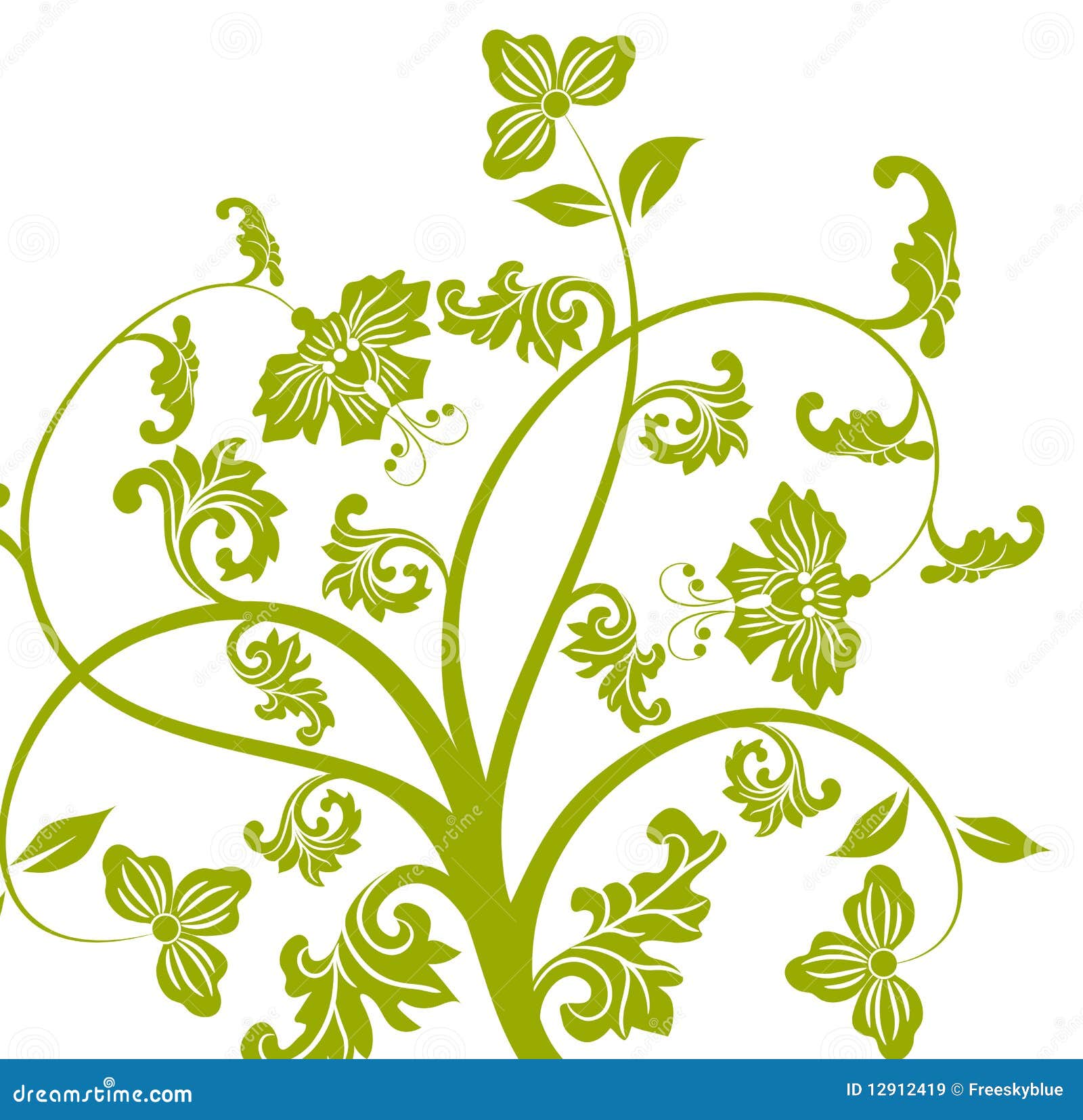 Green vines and flower stock illustration. Illustration of