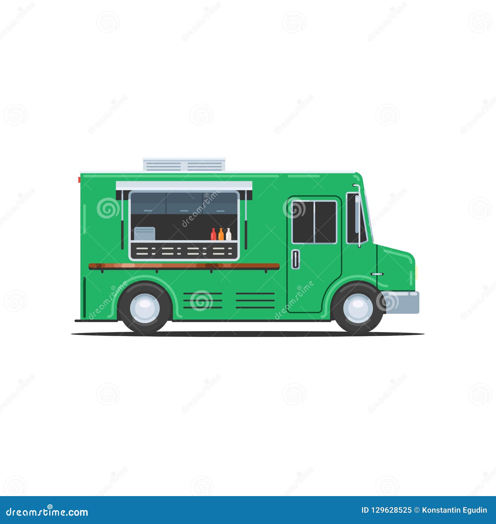 Green Food Truck Stock Vector Illustration Of Business 129628525
