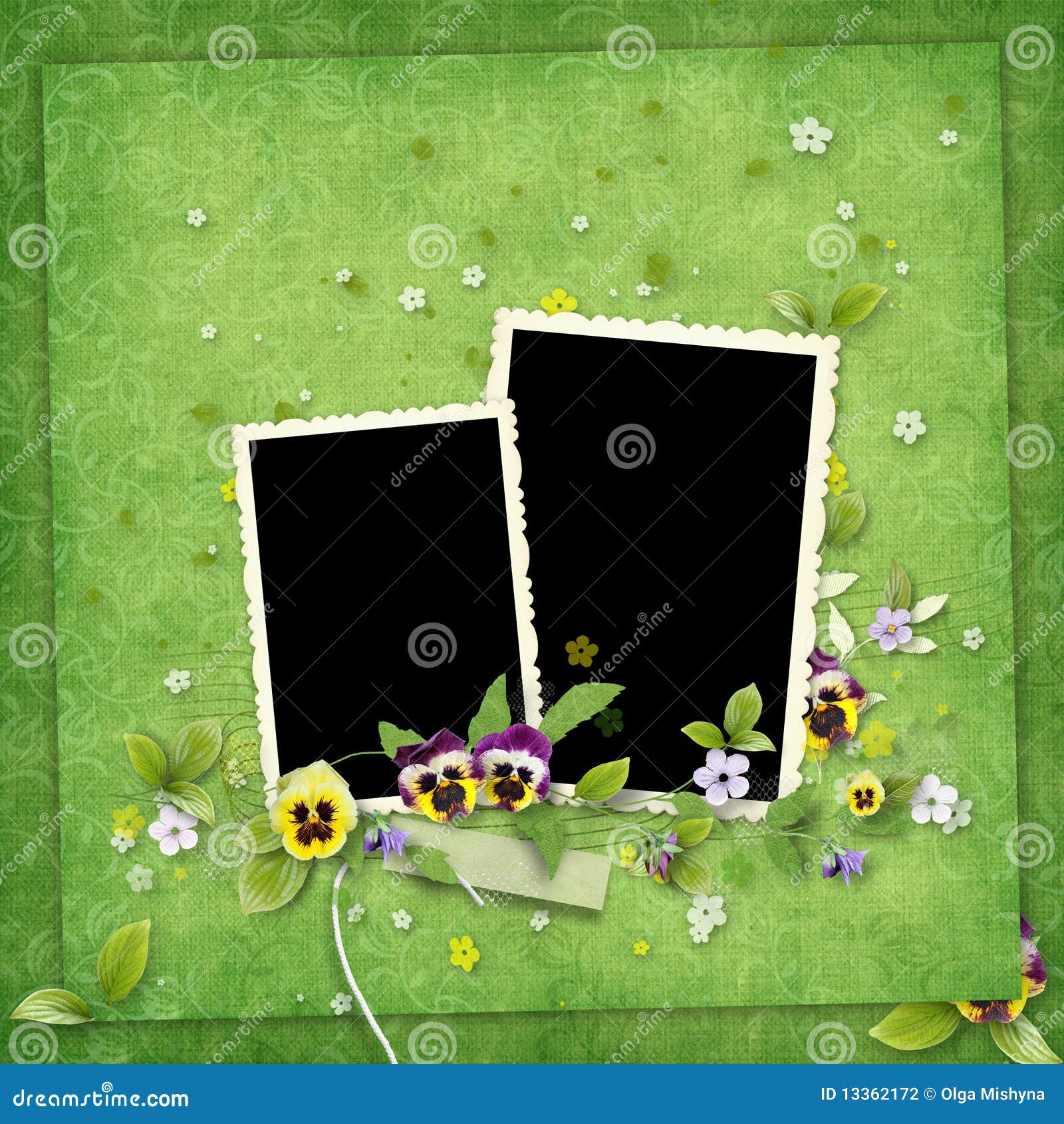 Green frame for two photos stock photo. Image of green 13362172