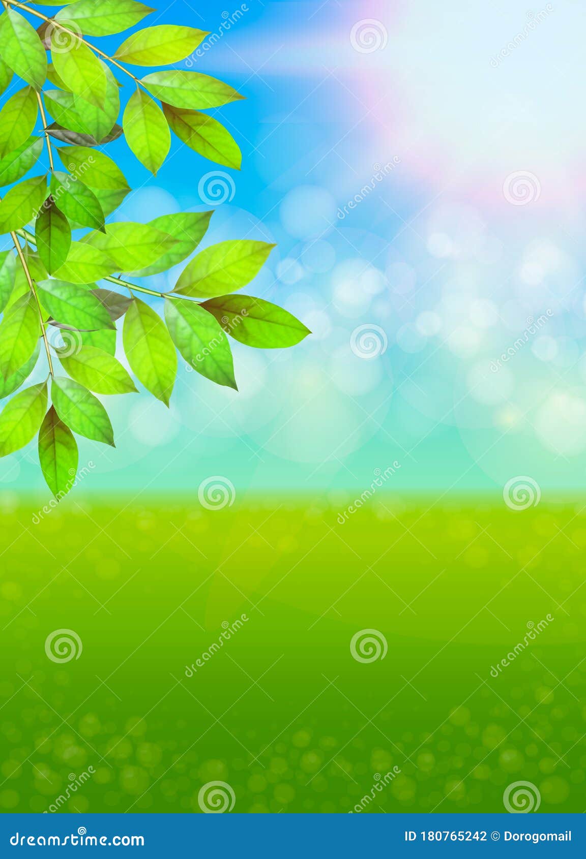 Green Fresh Leaves with Bokeh Highlights. Blurred Natural Background.  Summer or Spring Season Stock Vector - Illustration of cover, environment:  180765242